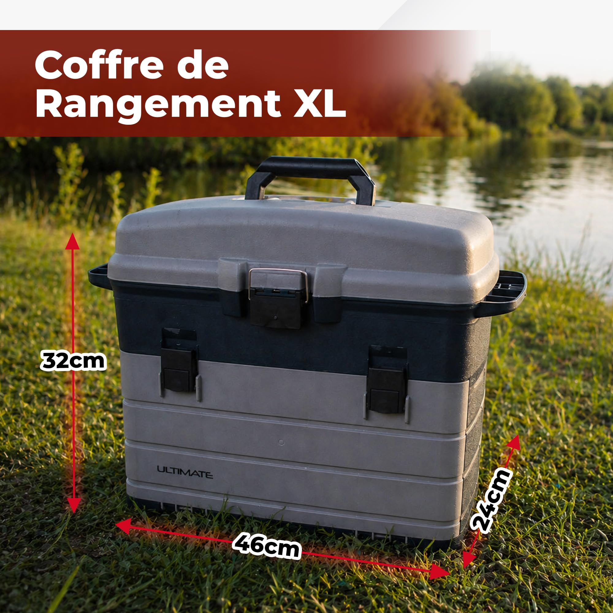 Coffre De Rangement Ultimate XL Avec 3 Boîtes - Mallette De Pêche