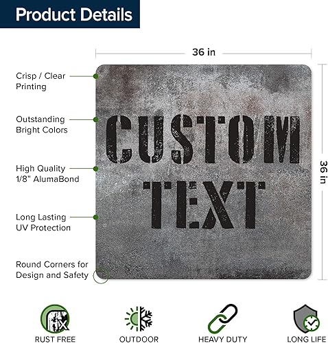 Miniatura 433 de My Sign Center - Letrero personalizado, 11 colores de fuente, 13 estilos de fuente, 4 opciones de agujero, 22 tamaños, 8 x 32 pulgadas, sin óxido,