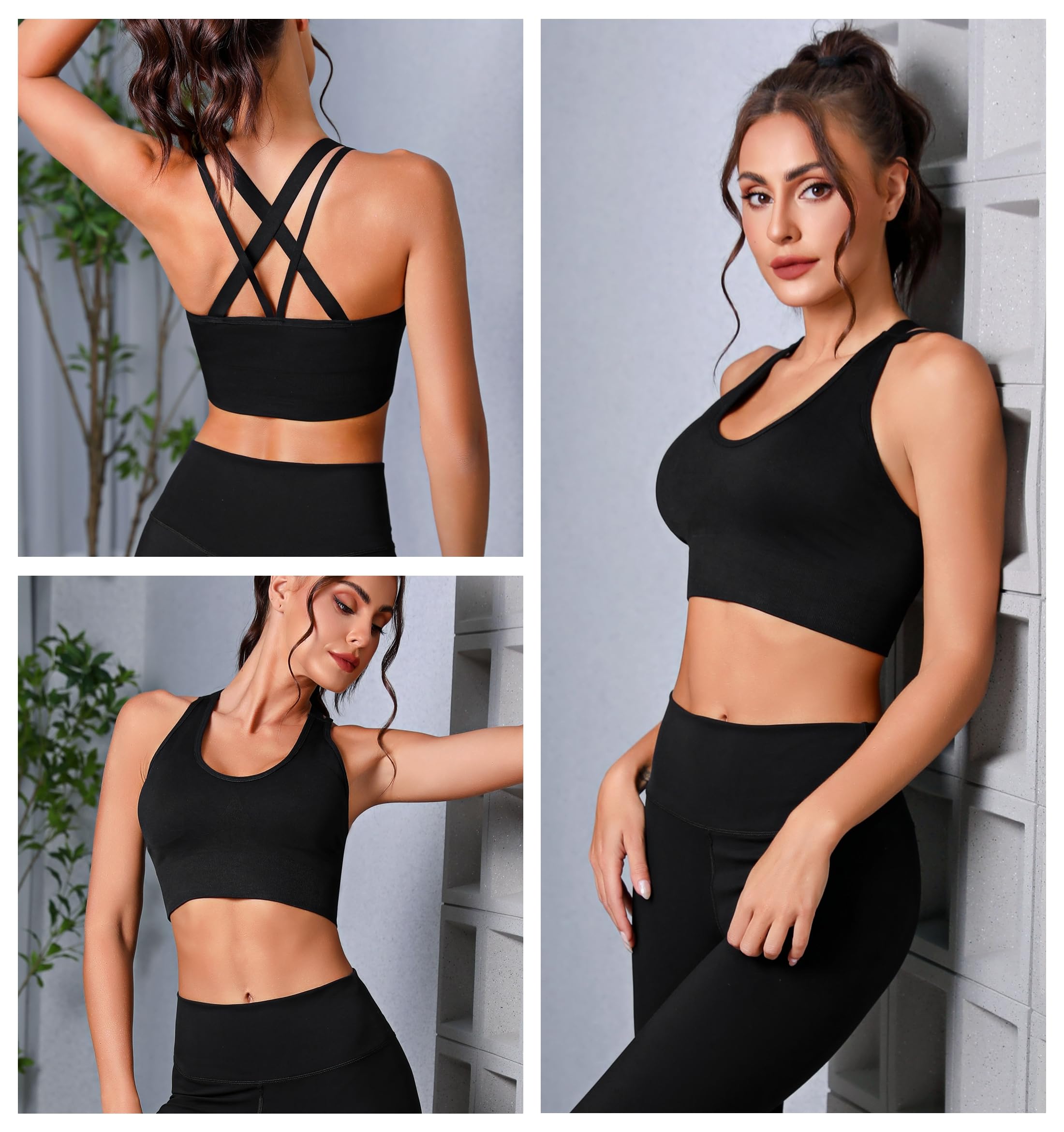 Leversic Reggiseno Sportivo da Donna Reggiseno Yoga Top Fitness Donna Imbottito Senza Ferretto Reggiseni Push Up per Yoga Jogging Gym S-XL