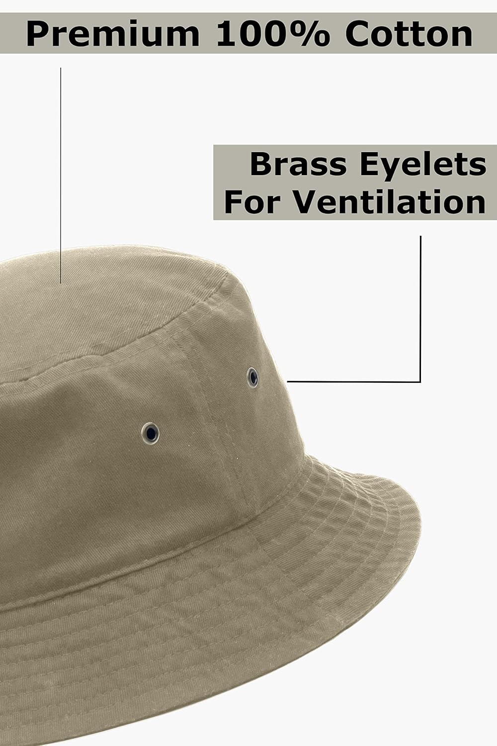 Utmost Bucket Hat 100% Cotton & Denim Lightweight Packable Outdoor Summer Beach Fishing Sun Hat(S/M, 1pc Khaki) - Image 3