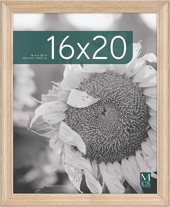 MCS Studio Gallery Classic 16x20 Poster Frame Natural Woodgrain, Vertical & Horizontal Wall Hanging Large Picture Frame for Photos, Posters & Art Prints (1-Pack)