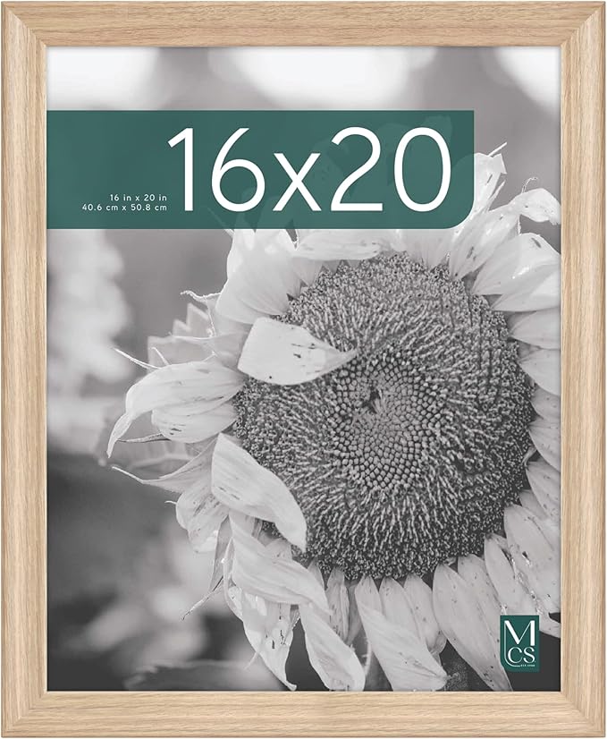 MCS Studio Gallery Classic 16x20 Poster Frame Natural Woodgrain, Vertical & Horizontal Wall Hanging Large Picture Frame for Photos, Posters & Art Prints (1-Pack)