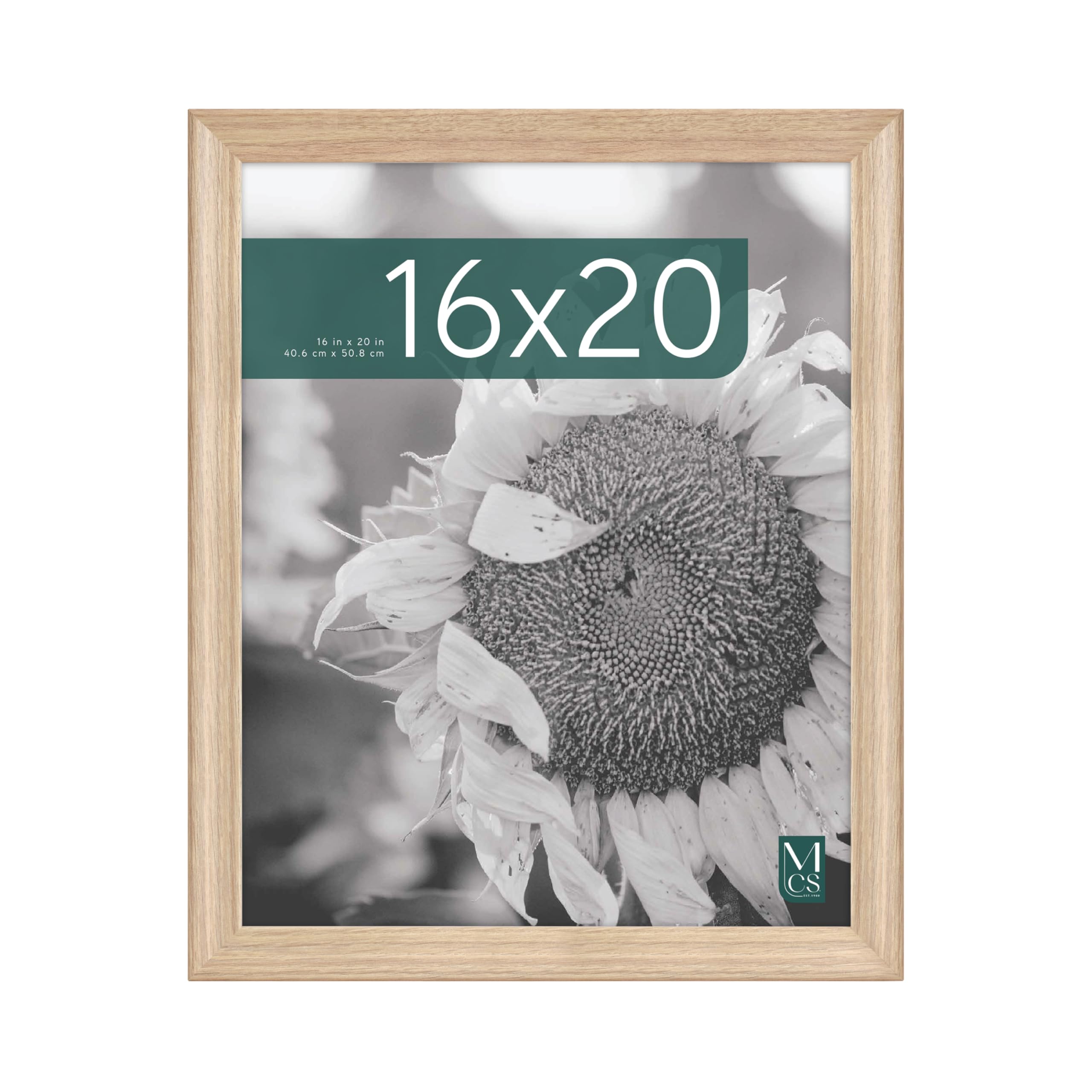 MCS Studio Gallery Classic 16x20 Poster Frame Natural Woodgrain Engineered Wood, Vertical & Horizontal Wall Hanging Large Picture Frame for Photos, Posters & Art Prints (1-Pack)
