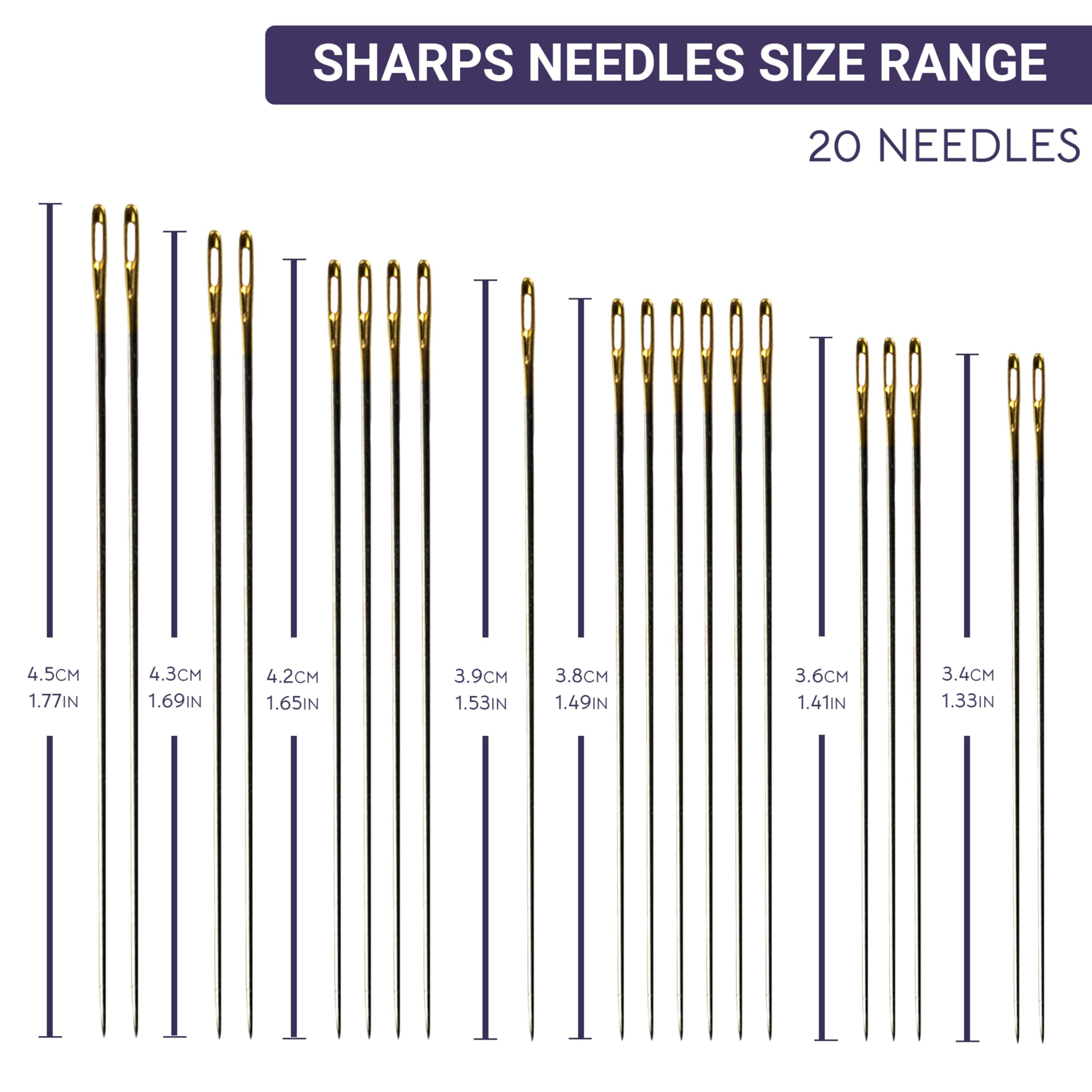 The Quilted Bear Gold Eye Sharps Sewing Needles 3/9-20 Sharps Hand Sewing Needles Set including Sharp Points in a Premium Engraved Wooden Case for Dressmaking and Sewing (Sizes 3/9) - Image 2