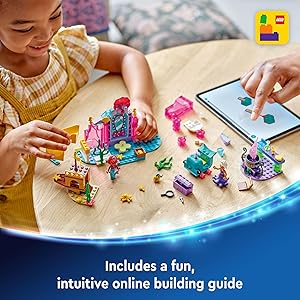 LEGO Disney Princess Ariels Crystal Cavern, Buildable Disney Toy Playset for Kids, Ariel Princess Mermaid Mini Doll and Fish Figure, Treasure Chest, Gift for Girls and Boys Ages 4 and Up, 43254