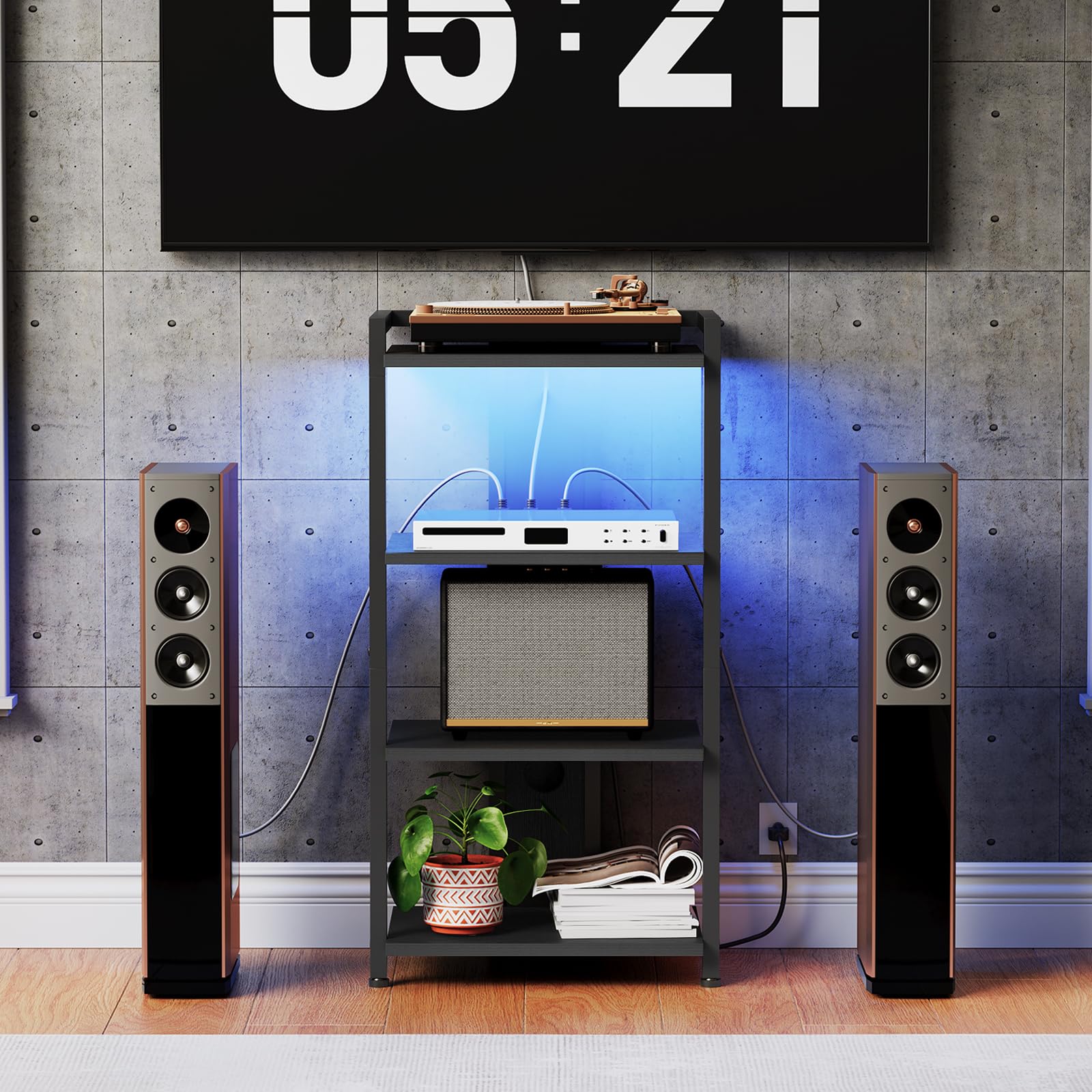 Audio Equipment Stand 4-Tier Corner Media Stand - Adjustable Audio ...