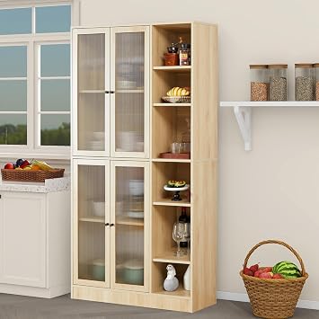 Kitchen Storage Cabinet, 71" Tall Kitchen Pantry Cabinet with Doors and Adjustable Shelves, Freestanding Utility Storage Cabinet for Kitchen, Dining R