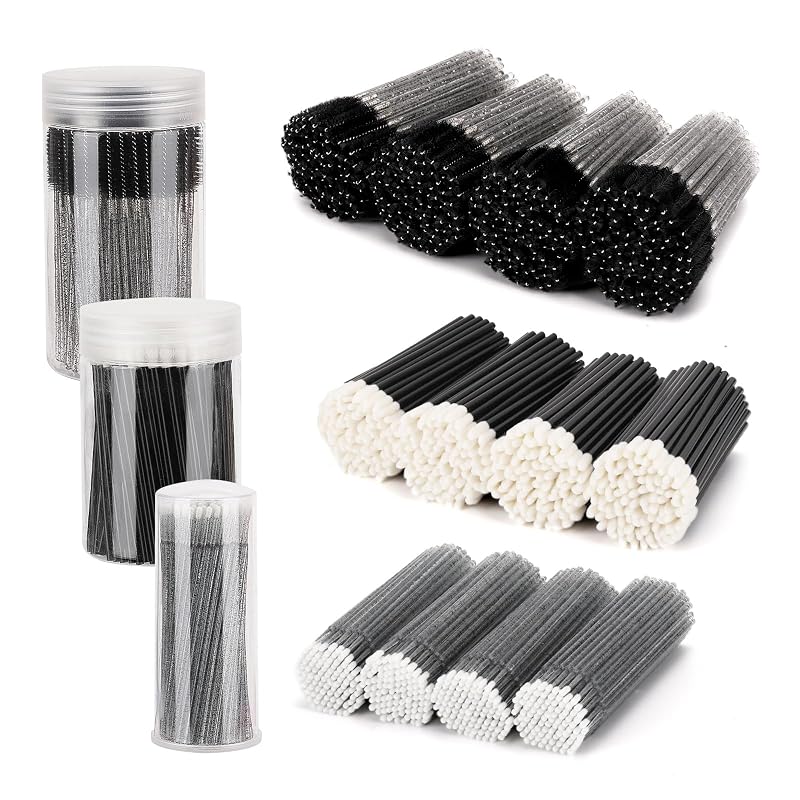 Kit Tbestmax com 1.500 acessórios para maquiagem dos olhos e lábios, preto, com 3 recipientes reutilizáveis