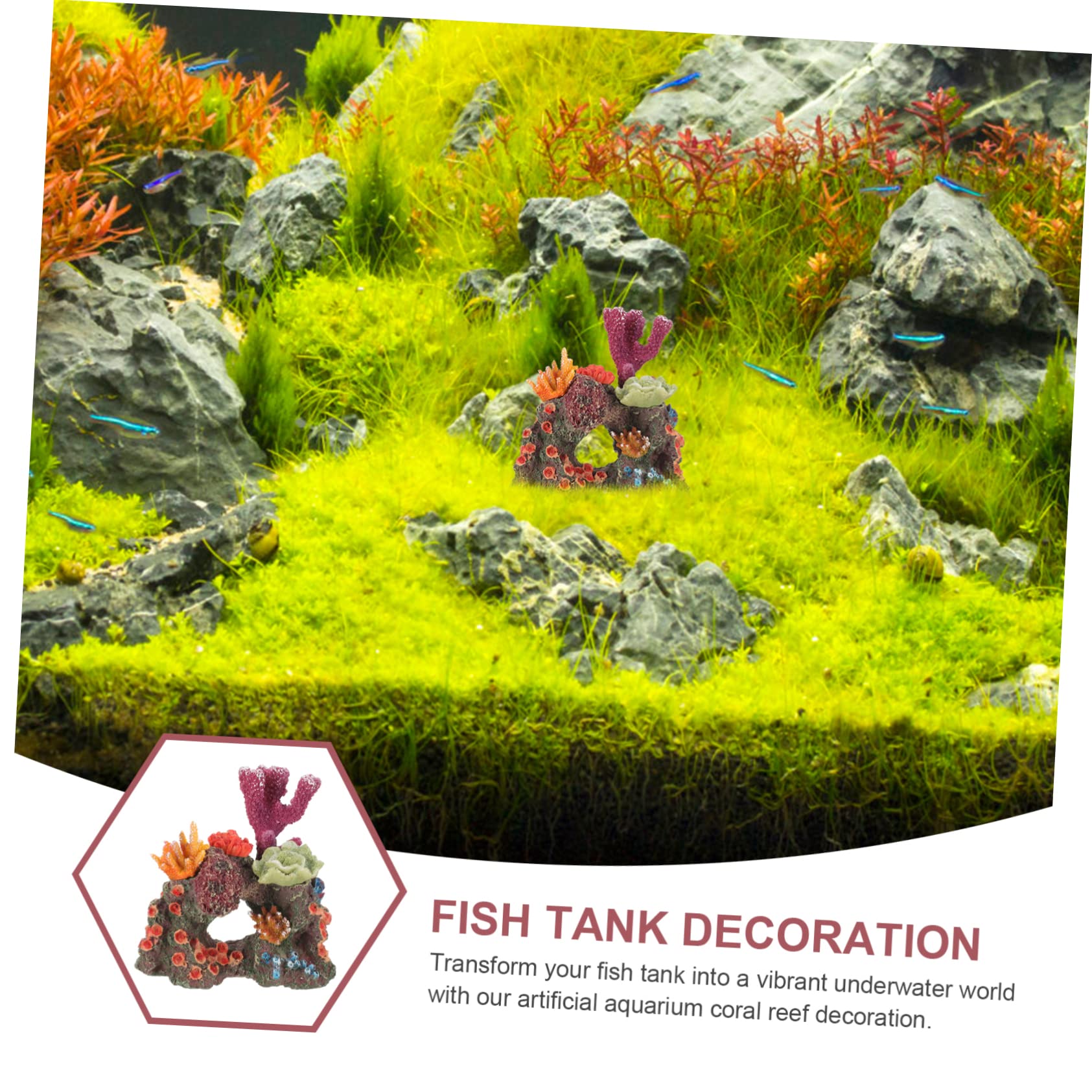 Sosoport 3pcs Künstlicher Steingarten Aus Korallen Aquarium Korallenriff Ornament Tank Pflanzenaquarium Desktop-Aquarium- Strand Luft Schwimmpflanzen Für Aquarien Nautisch Wasser Harz