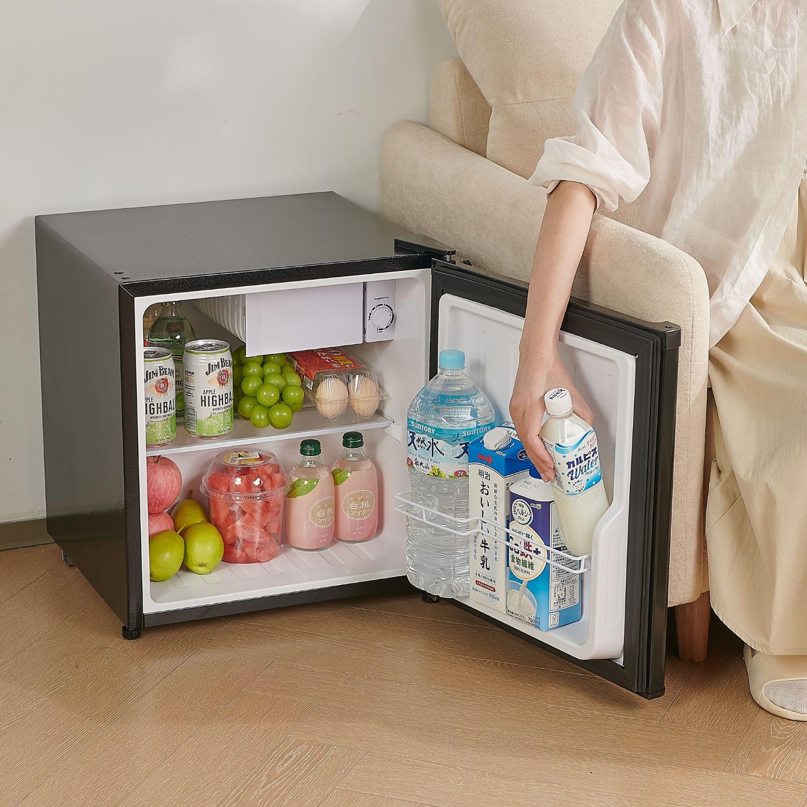 ONE STEP 小型冷蔵庫 50L モクメ 静音 両開き（新品） Amazon | 【大容量、50L。】 ONE STEP 1ドア冷蔵庫 小型 両開き
