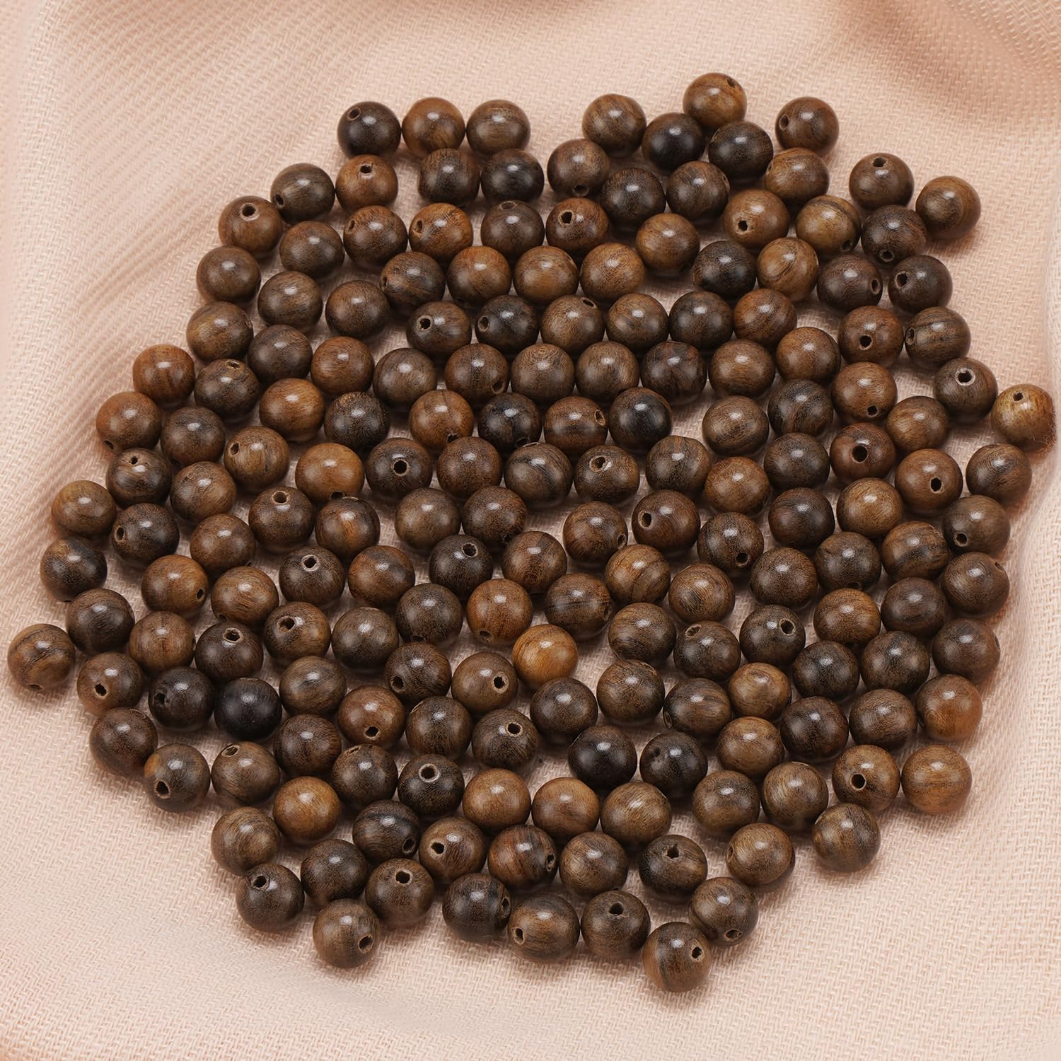 Prometis 200pcs 6mm Natural Sandalwood Round Beads Gorgeous Craft Handmade Polished Spacer Mala Pray Beads with Elastic Cord for Bracelets DIY Rosary Tasbih Jewelry Making - Image 2