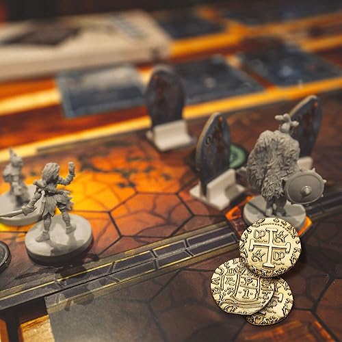 Miniatura 7 de Metal Pirate Coins - 35 Gold Treasure Coin Set Metal Replica Spanish Doubloons for Board Games Tokens Toys Cosplay - Realistic Money Imitation