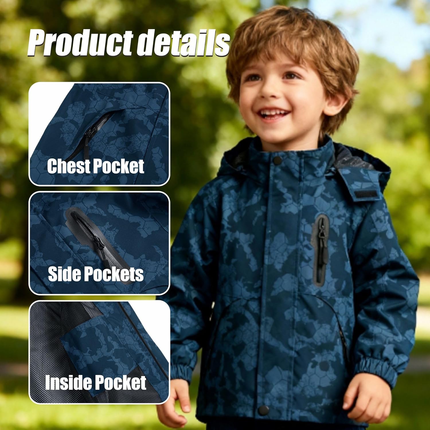 GIISAM Boys Rain Jacket, Girls Raincoat Waterproof Lightweight Windbreaker Coats for Kids