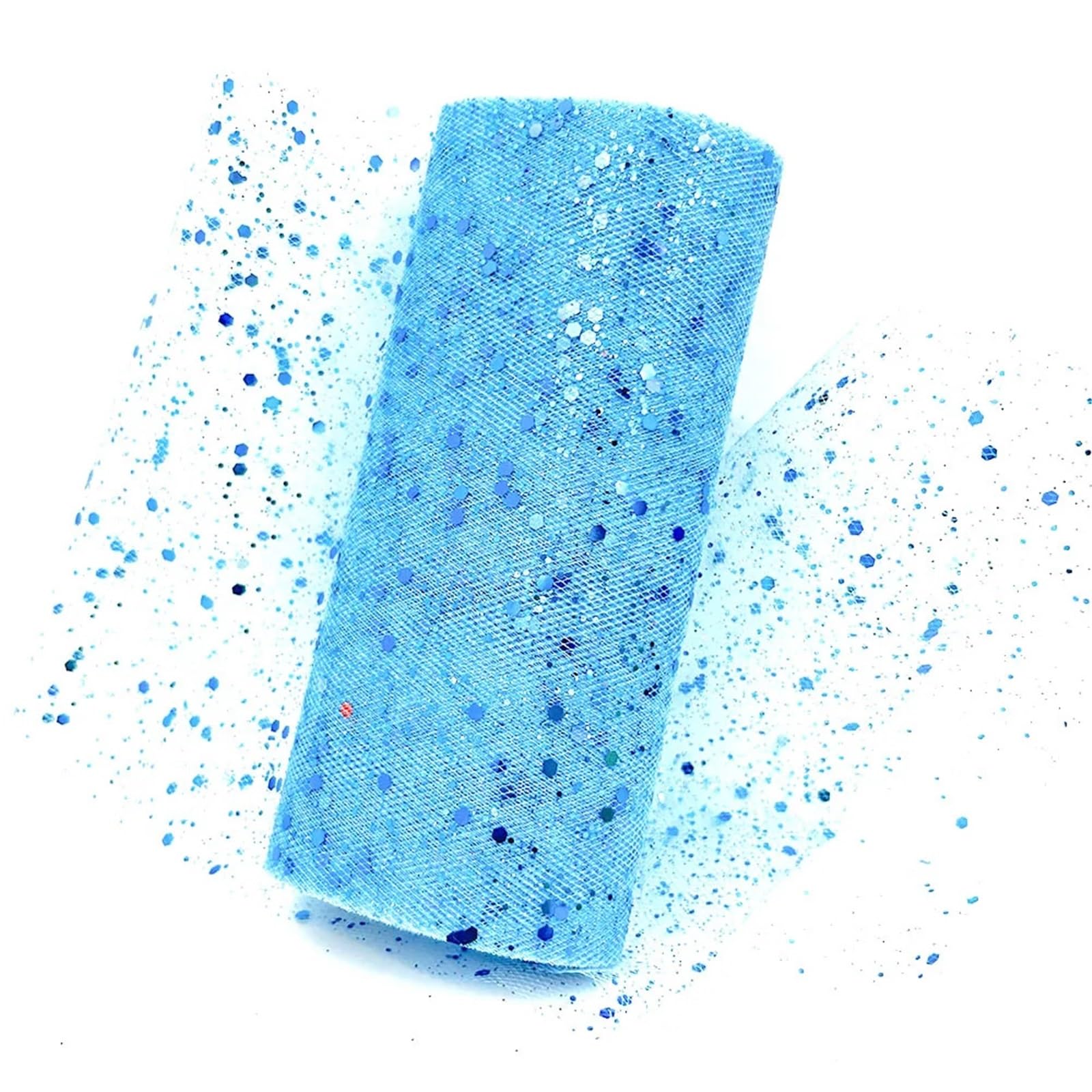 Tulle Fabric Roll 6Roll Glitter Tulle Fabric Roll 6 Inch 10 Yards Sequin Sparkling Ribbon Spool Netting for Wedding Gift Wrapping Party Decor(SKU Blue)