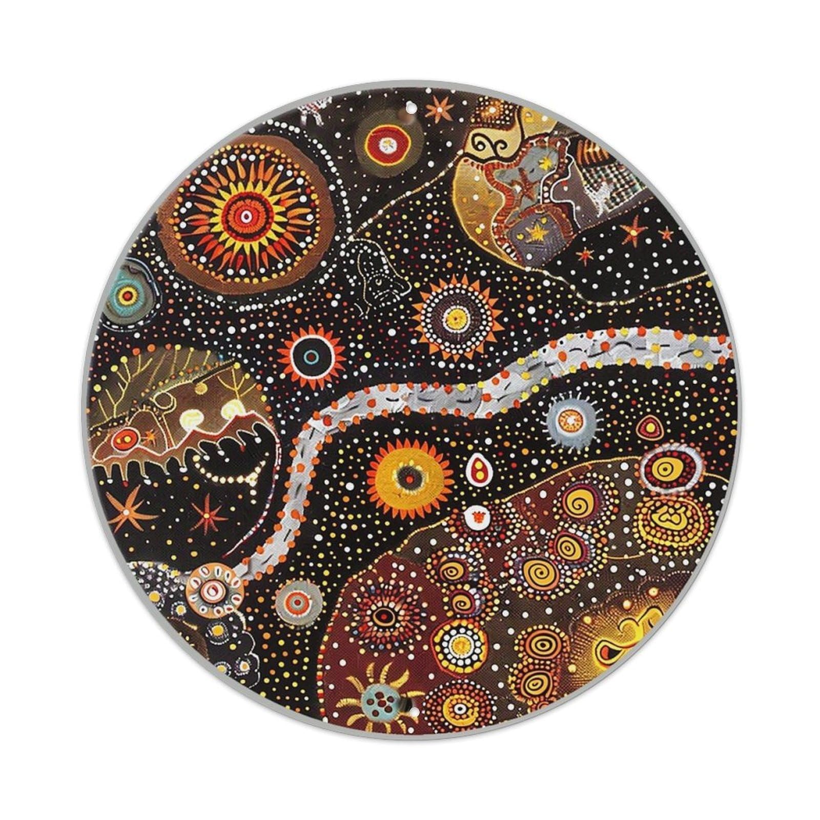 Aboriginal Dot Art Pattern Metal Tin Sign Plaque
