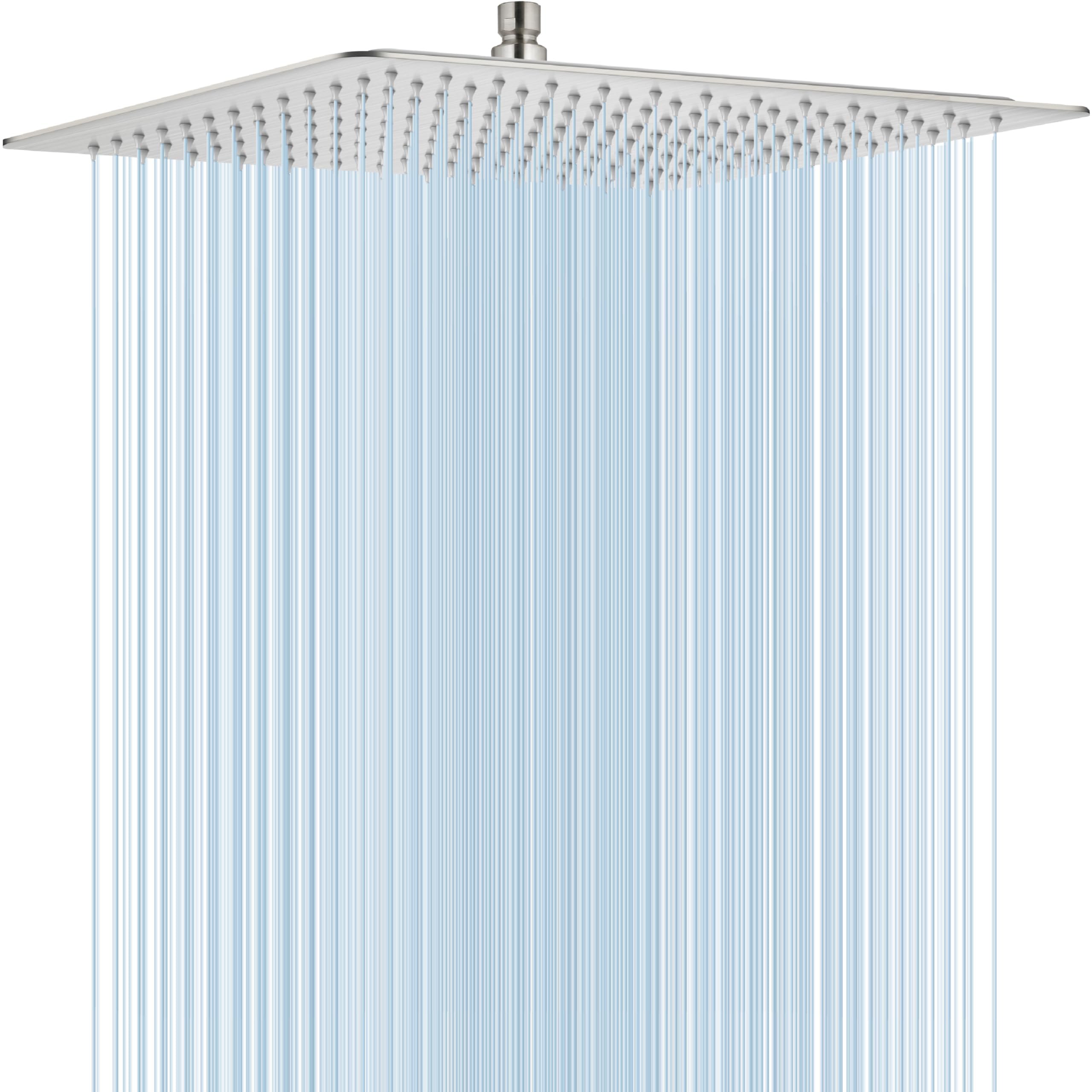 Midanya Soffione doccia a pioggia, in acciaio inox, grande soffione doccia a pioggia ad alta pressione, soffione quadrato a cascata, montaggio a soffitto o a parete, nichel spazzolato, 40,6 cm