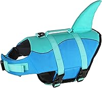 Dogcheer Cute Shark Dog Life Jacket - Superior Buoyancy Vest with Rescue Handle for Small Medium Large Dogs, Pool Blue XS