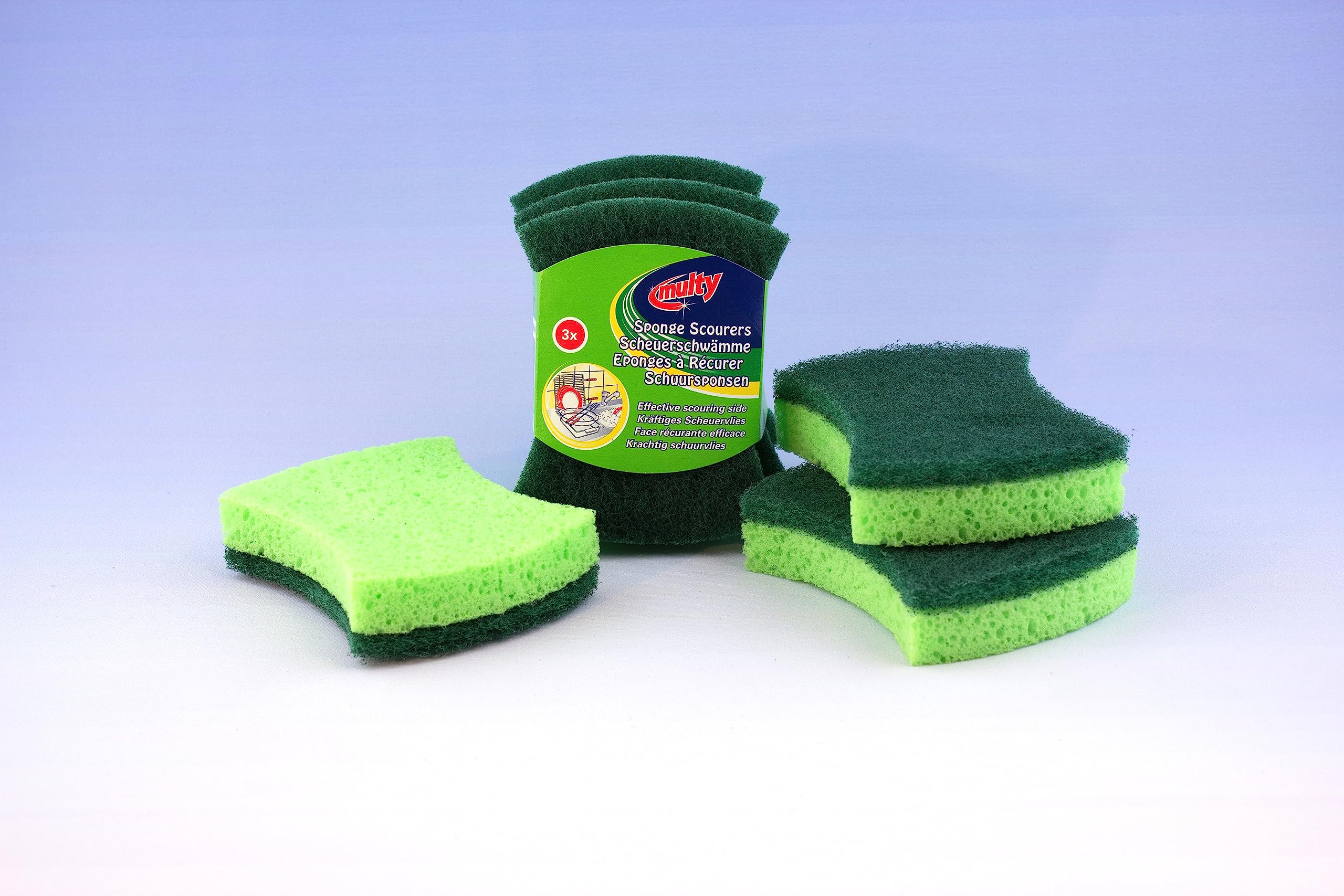 Multy Power Scrub Sponge Scourers Antibacterial - 3 Pack