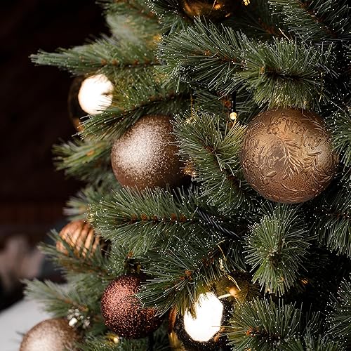 Miniatura 3 de KI Store Esferas de Navidad marrón bronce, 20 piezas de 3.15 pulgadas (8 cm), adornos para árbol de Navidad, corona, guirnalda, ganchos incluidos