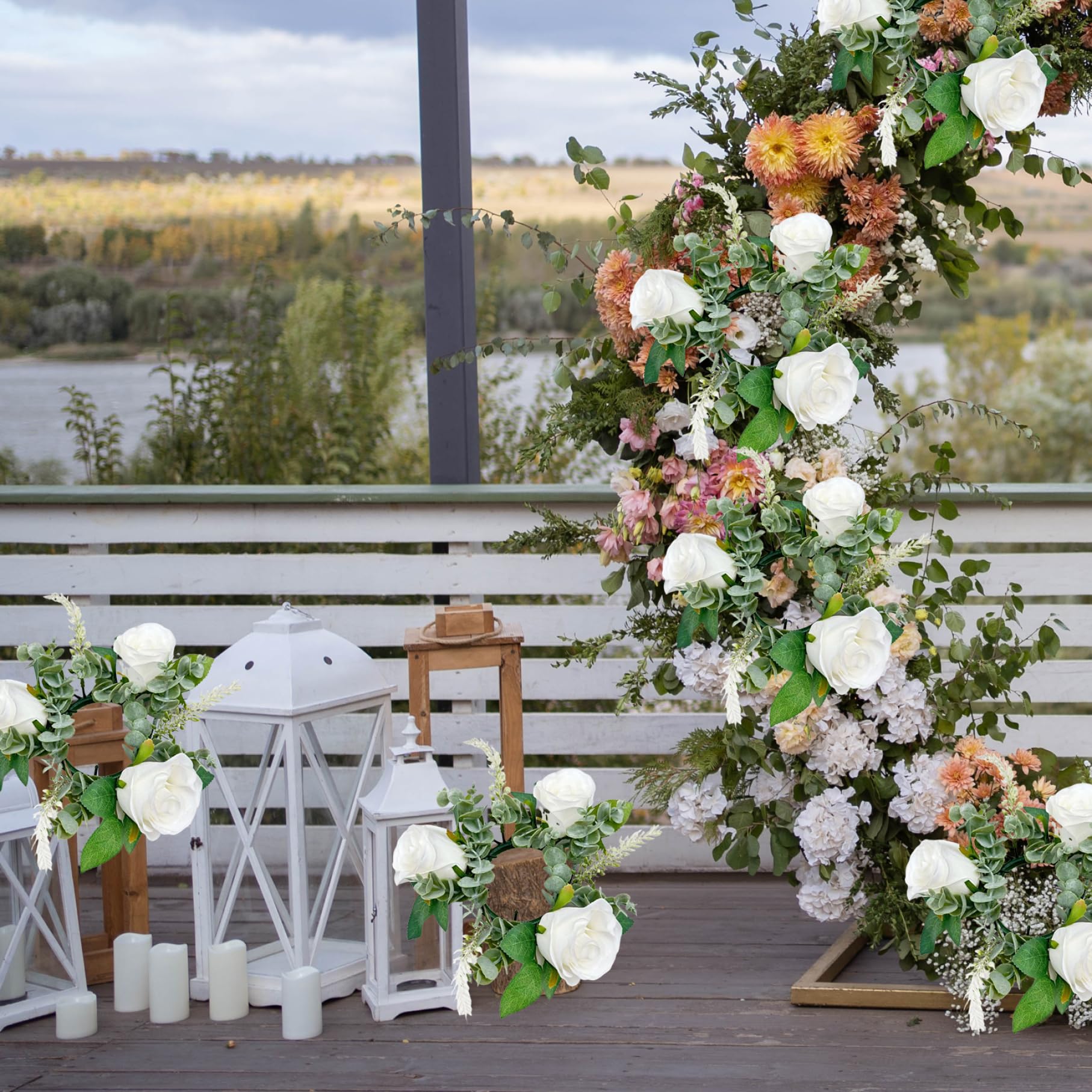 Kerzenkränze Ringe Künstliche Rosen Blumenkerzenringe Für Säulen Kleiner Blumenkranz Kerzenhalter Hochzeitsdekoration Tischdekoration Rosige Ringe Kerze Für Esstischdekoration 6 Stück 20,1 cm