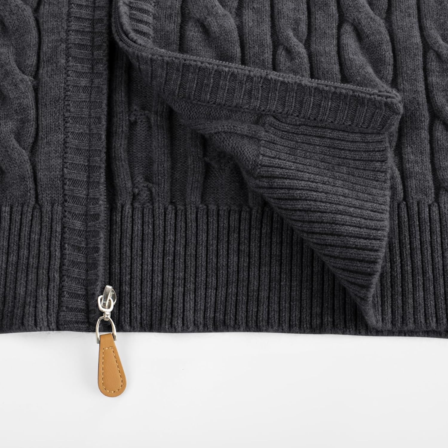 PJ PAUL JONES Mens Cardigan Sweater Full Zip Up Stand Collar Cardigans Long Sleeve Knitted Sweaters - Image 7