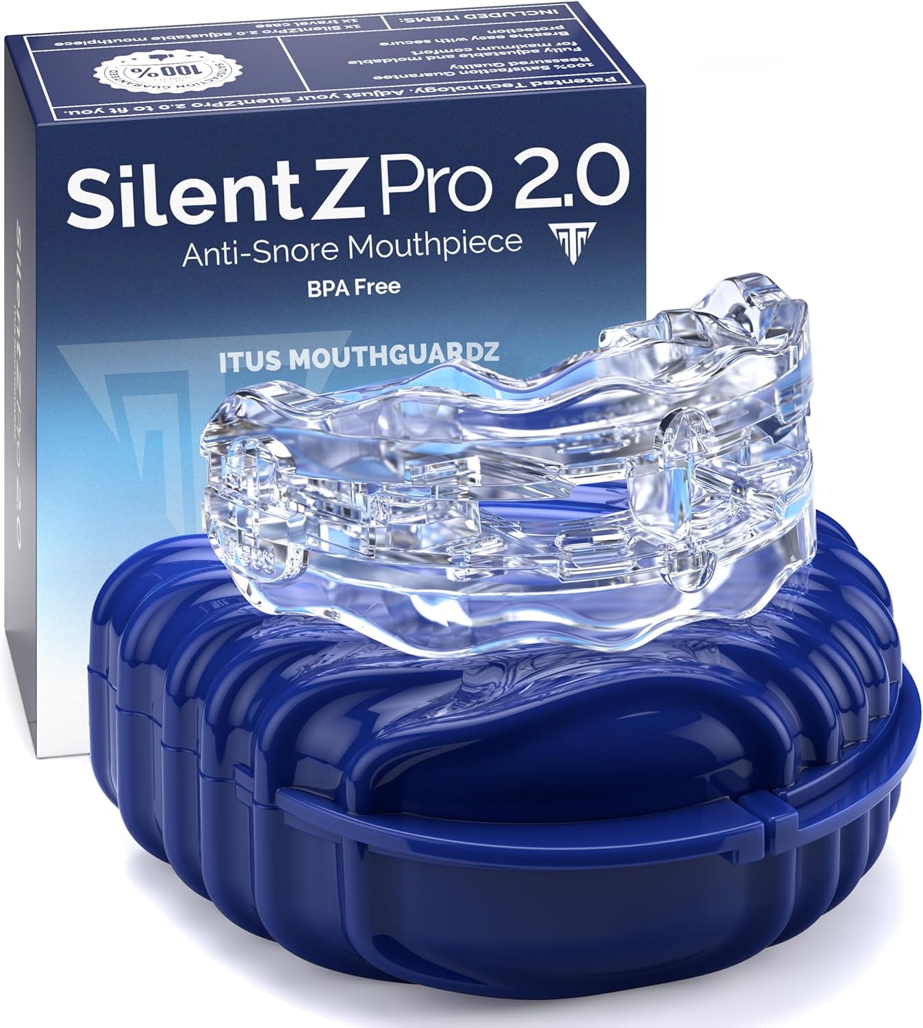 SilentZPro 2.0 - USA Designed Anti Snore Mouthpiece (3 Sizes) - Fully Adjustable Anti Snore Mouth Guard - Professional Patented Anti Snore Device - Brand: Itus Mouthguardz