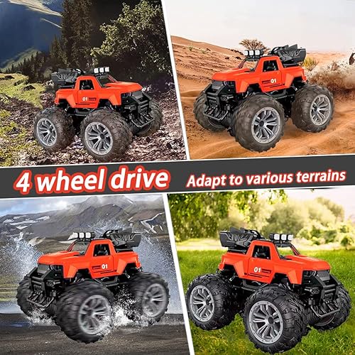 Miniatura 5 de Remote Control Car RC Racing Cars 2.4Ghz LED Light Kids Toys 4WD Off Road RC Stunt Car,70+ Mins Playtime, All Terrain Rock Crawler, Toy Vehicle for