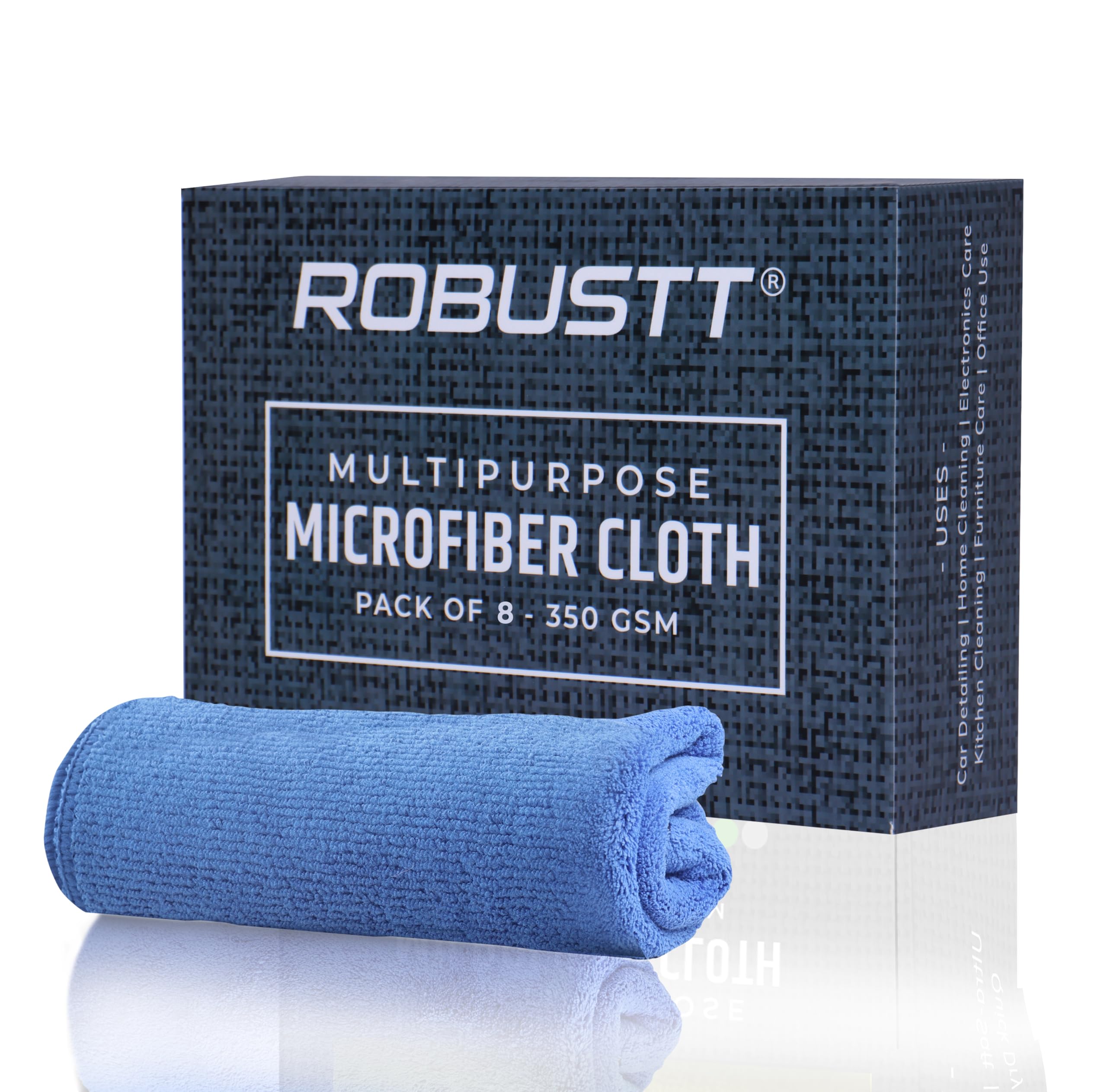 Robustt Microfiber Cloth (Blue, Pack of 8) 40x40 cms - 350 GSM Thick Lint & Streak-Free Multipurpose Cloth - Automotive Microfibre Towel for Car Bike Cleaning Polishing Washing & Detailing (B0D6FZPX36) Amazon Price History, Amazon Price Tracker
