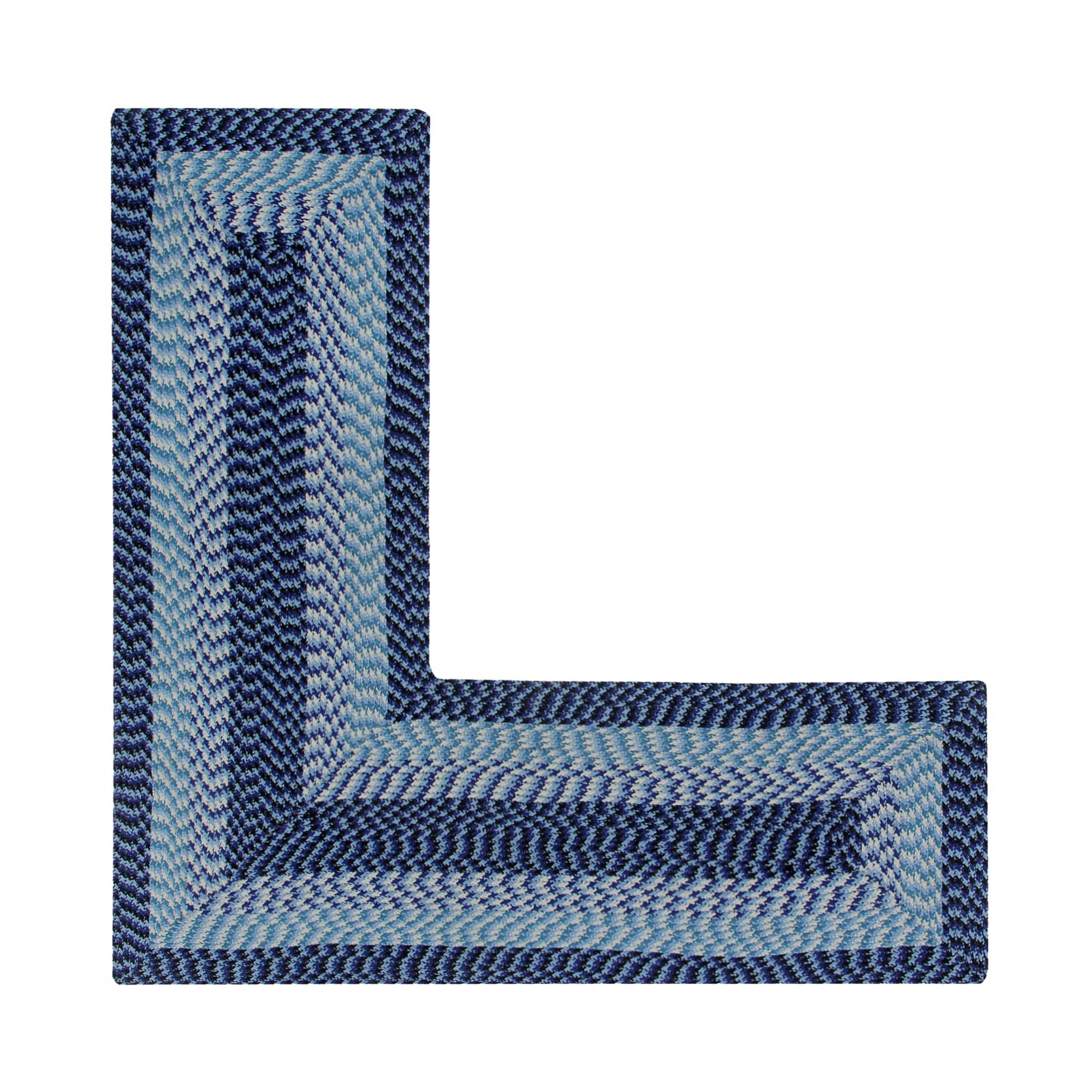 Better Trends Navy Stripe L Shape Rug 24X68x68 L-Shape 100% Polypropylene Durable & Stain Resistant Reversible Indoor Area Utility Rug (Navy Stripe) Alpine Stripe Collection