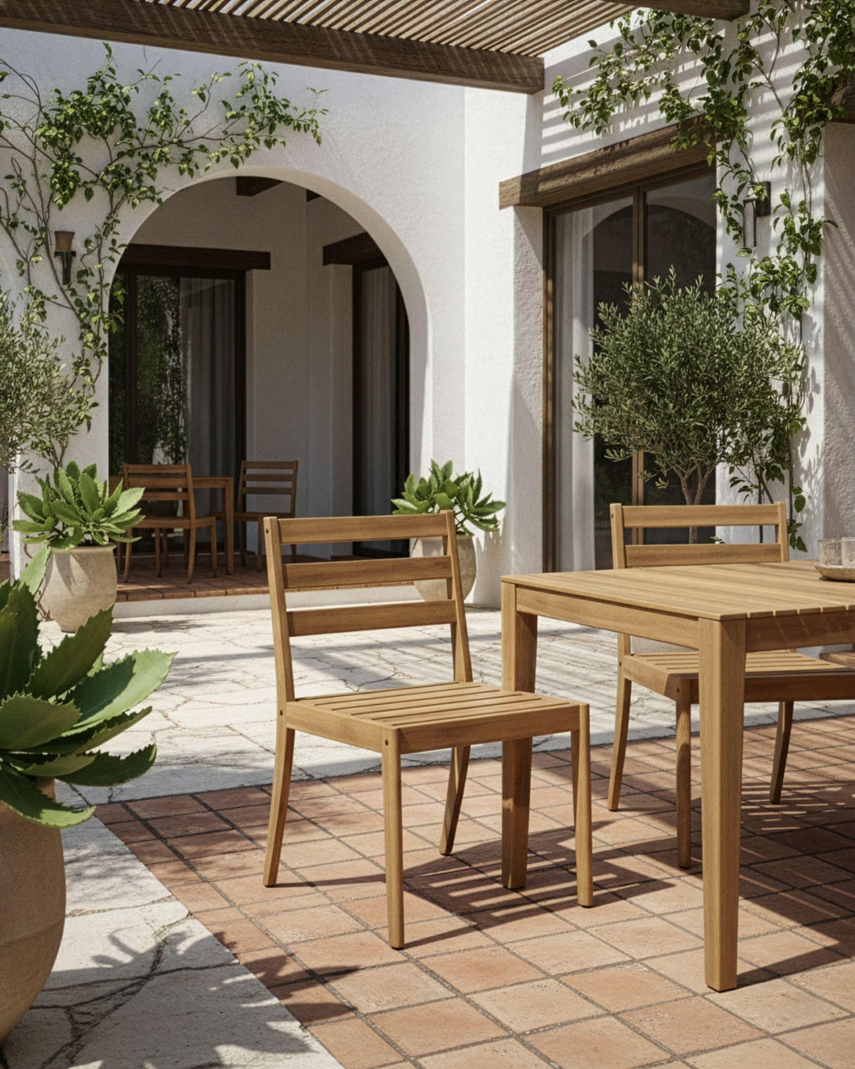 Zestaw 2 krzeseł ogrodowych drewno akacjowe na taras balkon jasnobrązowy Chioggia