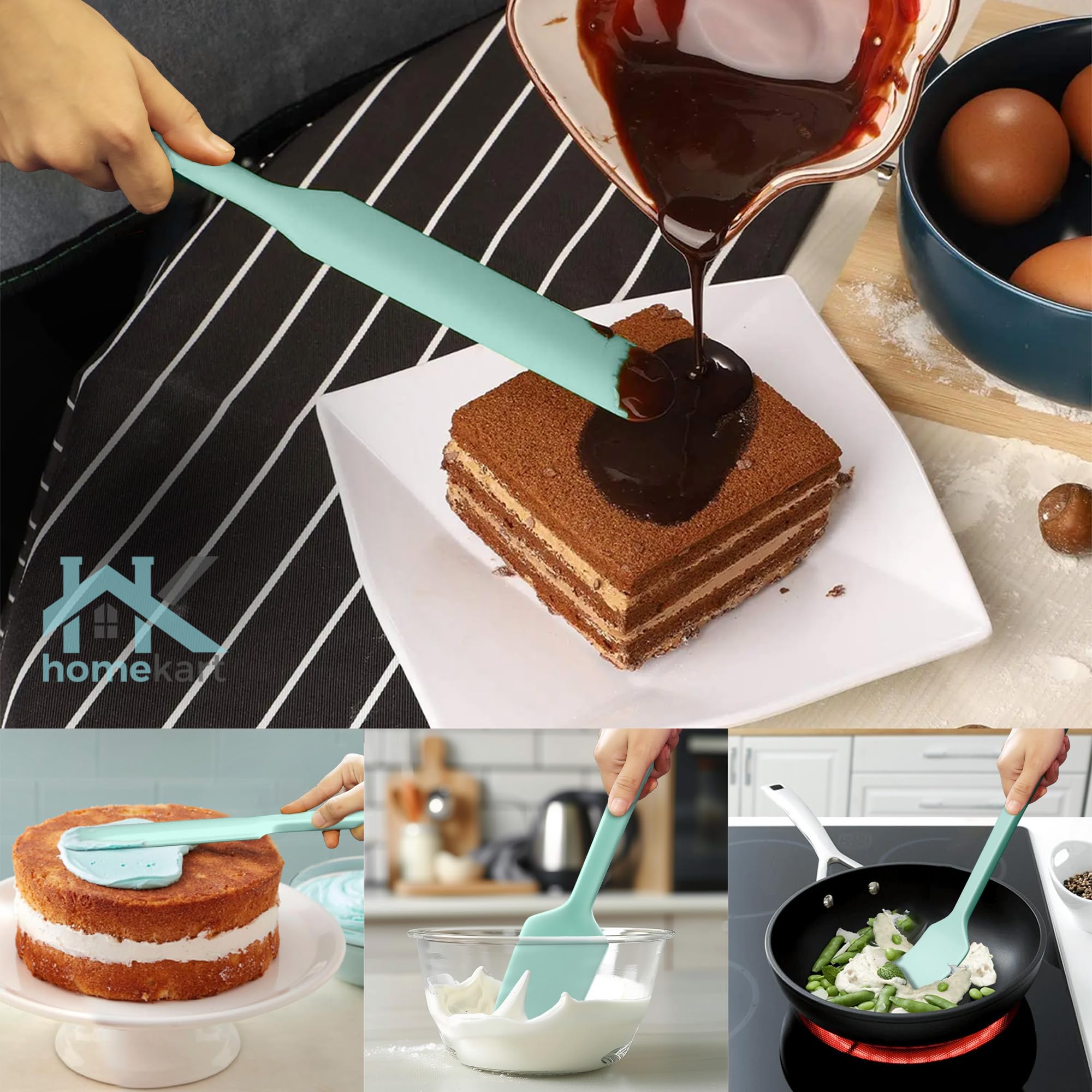 HOMEKART Juego de espátulas de silicona – Espátulas de cocina de goma para hornear, cocinar y mezclar, resistentes al calor y sin BPA, espátulas de silicona para utensilios de cocina antiadherentes,