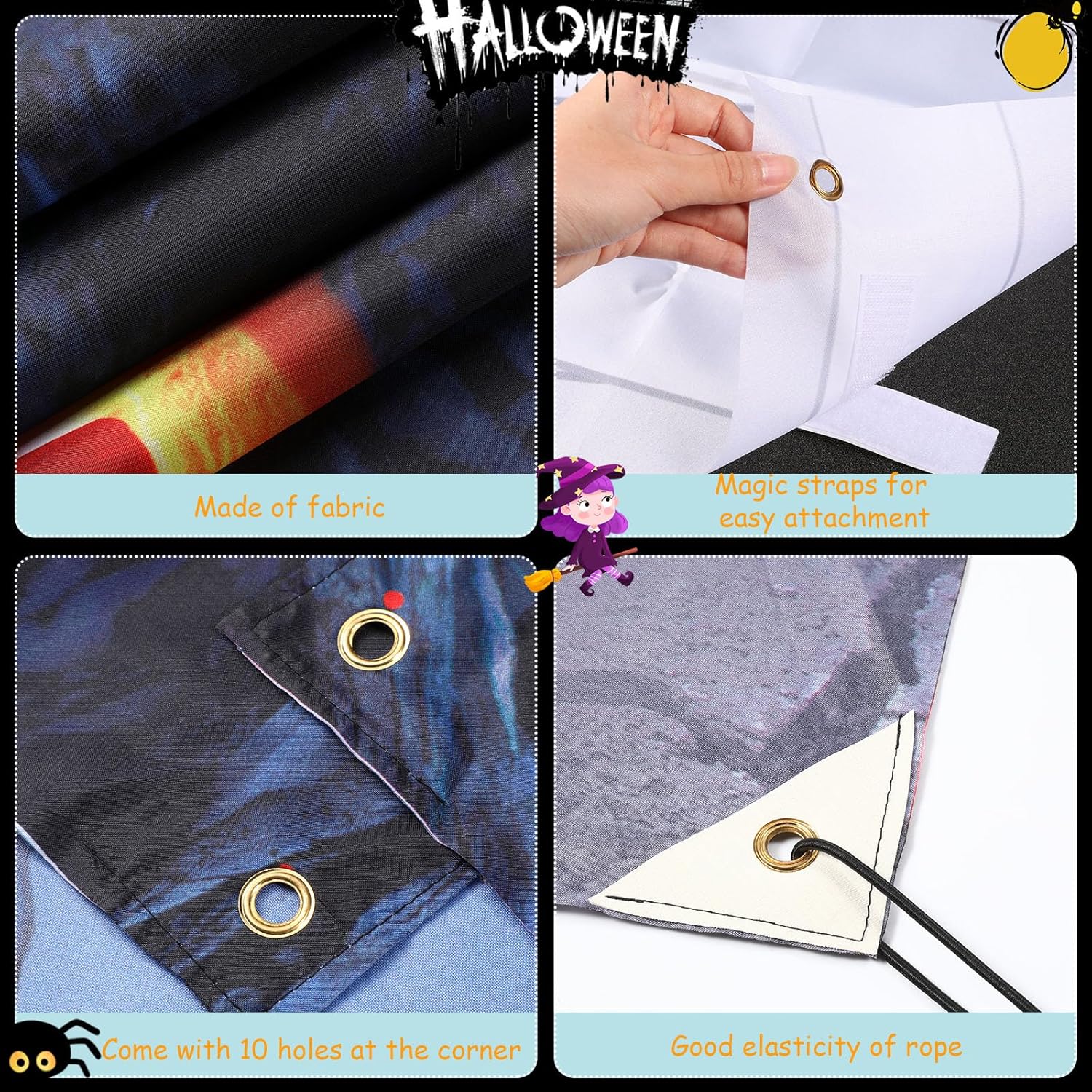 Panelee Halloween Garage Door Decoration 7x16ft Large Horror Backdrop Banner Horror Halloween Garage Door Cover with Bat Cemetery for Home Yard Scary Theme Party Outdoor Wall Decoration (Mummy)