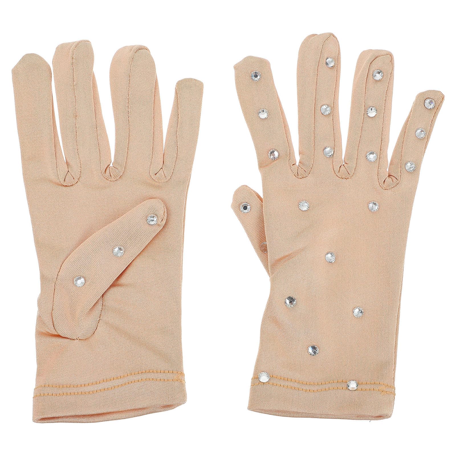 GALPADA Guantes Antideslizantes de Fibra Elástica Protección Térmica y Transpirables Gemas de Imitación para Vestida Patinaje Artistico Niña Ideales para Patinaje sobre Hielo