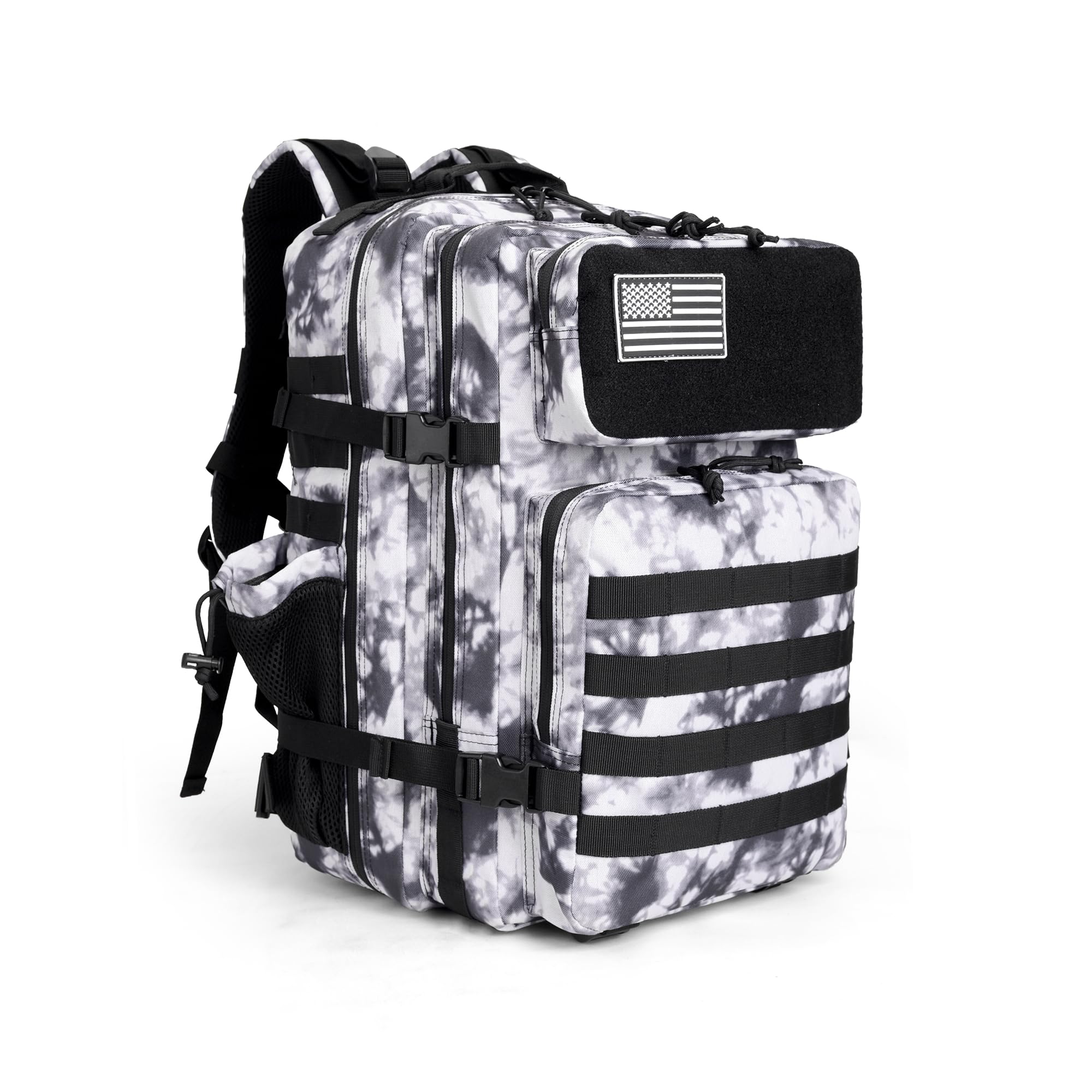 gracedon Tactical Backpack - Military Molle Bag 3 Days Pack for men and Women Large Assault Rucksack 25-45L (25L-Black and white tie dye)