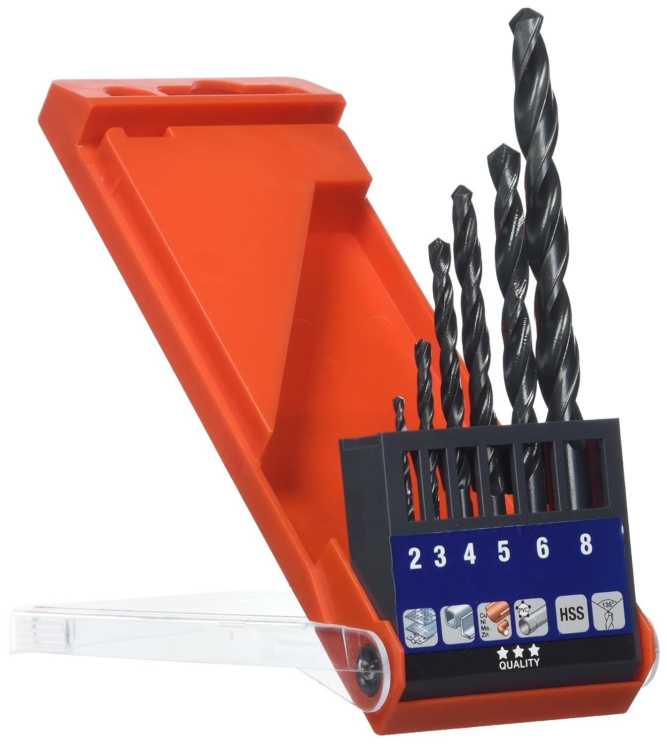 kwb HSS Metal Drill Set - Spiral Drill Set for Metal, 6-Piece Tool Box