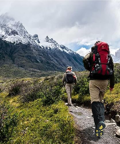 Miniatura 7 de QTECLOR Polainas ajustables para adultos para hombres y mujeres, color negro, azul, verde, morado, para senderismo, raquetas de nieve, caminar y