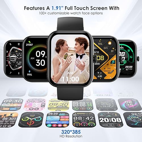 Vista 3 de Reloj inteligente para mujeres/hombres con llamadas Bluetooth, asistente de voz AI, rastreador de fitness y sueño, IP68 impermeable, compatible