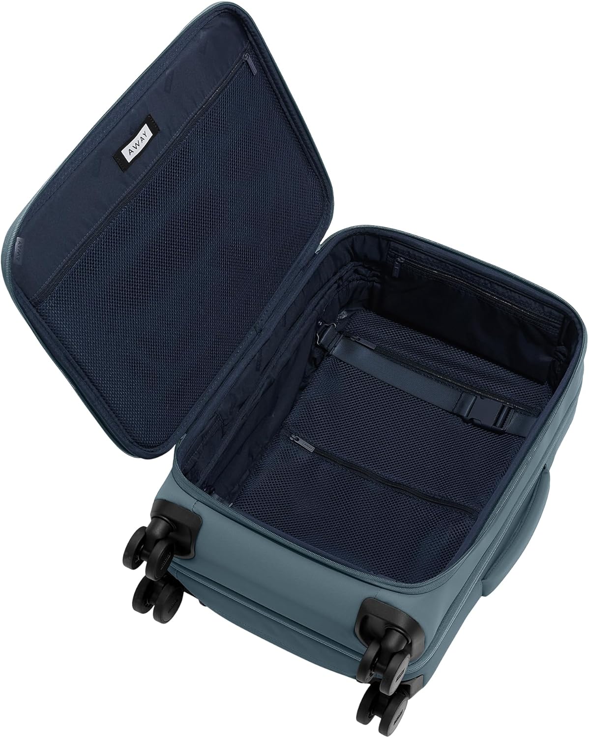 Away Softside Carry-On Suitcase, 22 Inch Expandable High-Strength Nylon Luggage With Spinner Wheels, Meets Requirements for Most Major Airlines, Coast Blue