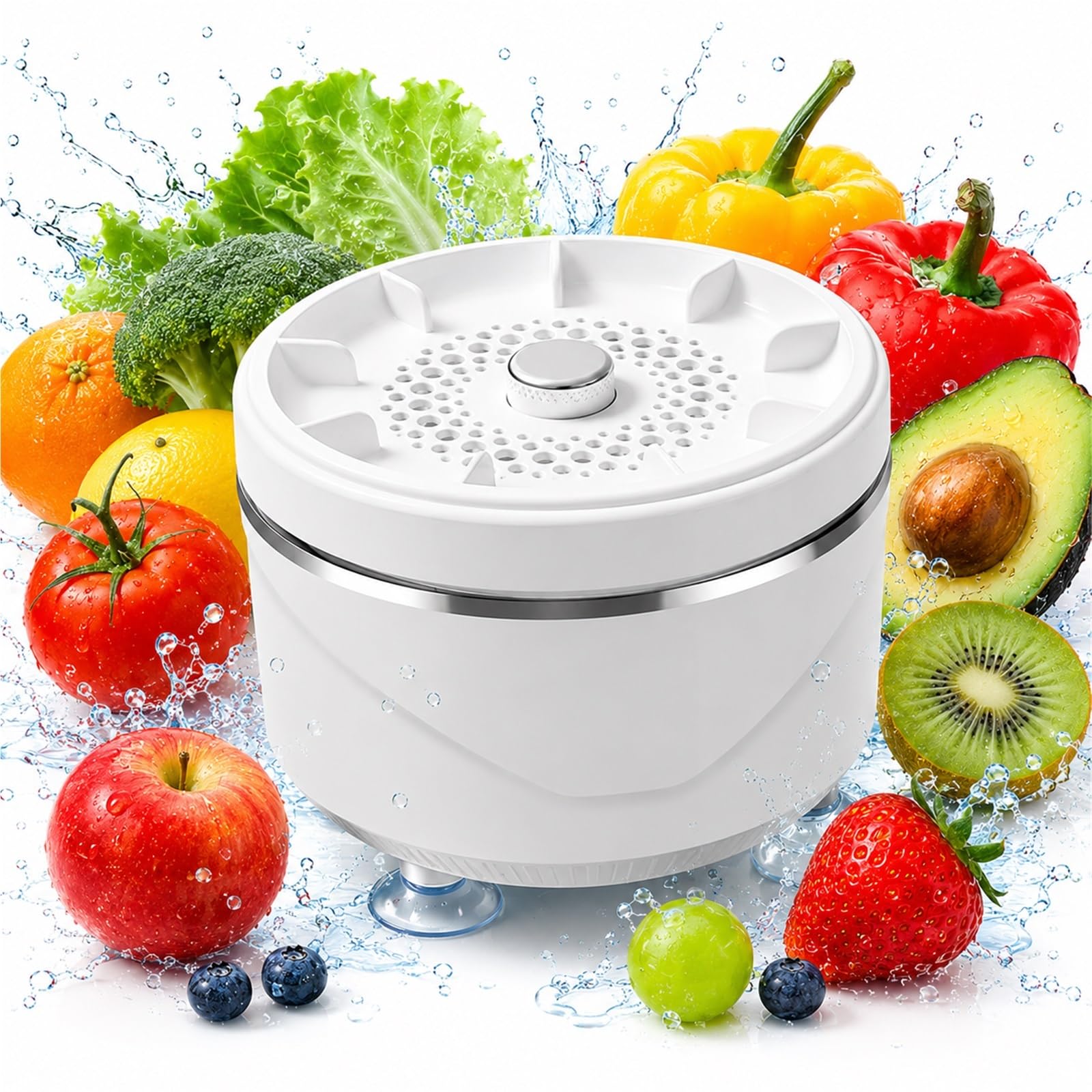 2026 Titanium Electrolysis Fruit and Vegetable Washing Machine, Dual-Core Vortex Produce Washer Device, Portable Fruit Cleaner for Kitchen Sink Use and Travel