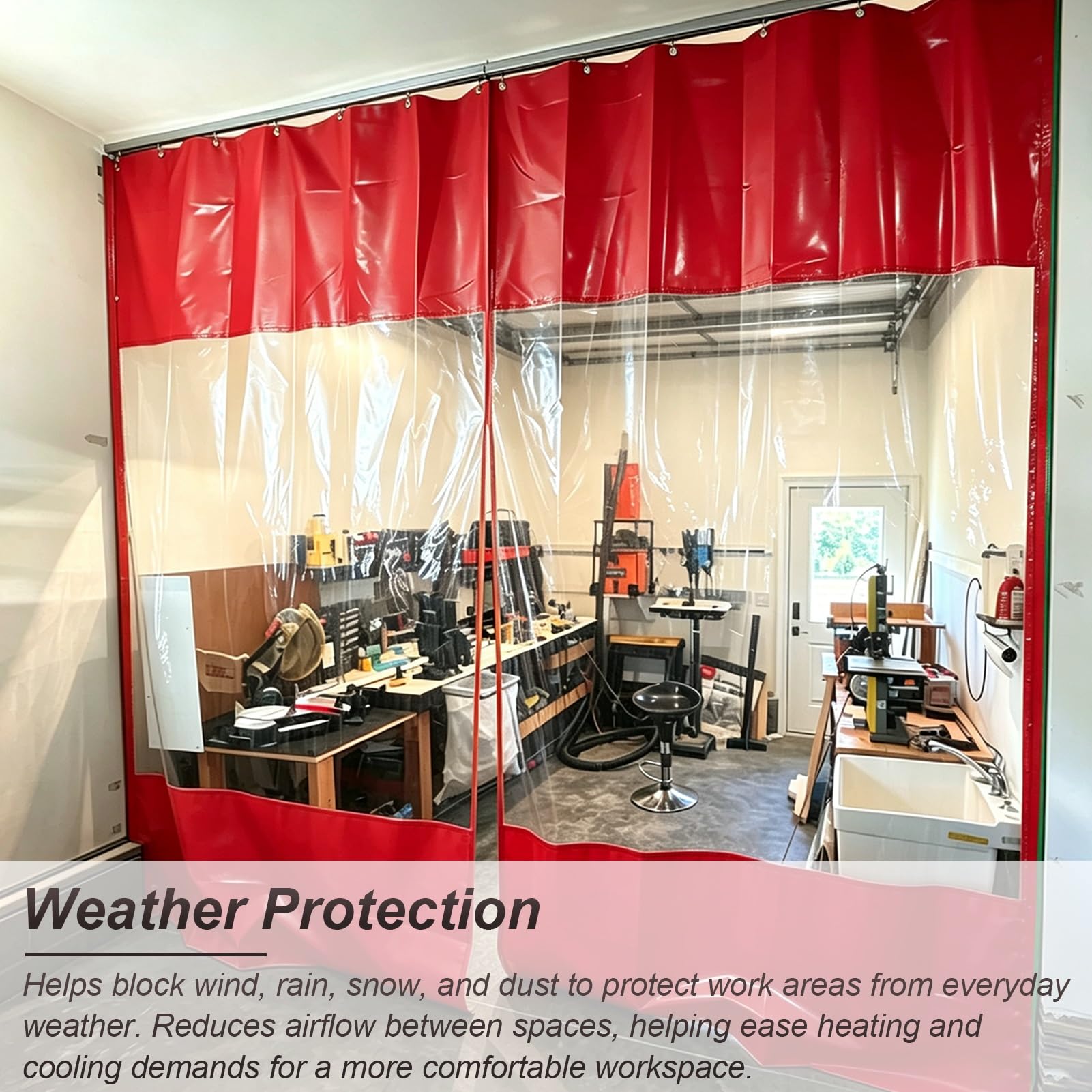 Telo PVC Trasparente Tenda di Separazione Industriale Trasparente Garage | Tenda Termica Separazione per Officina, Divisorio Scorrevole Flessibile, Su Misura Personalizzata(4x3.8m/13.1x12.5ft)