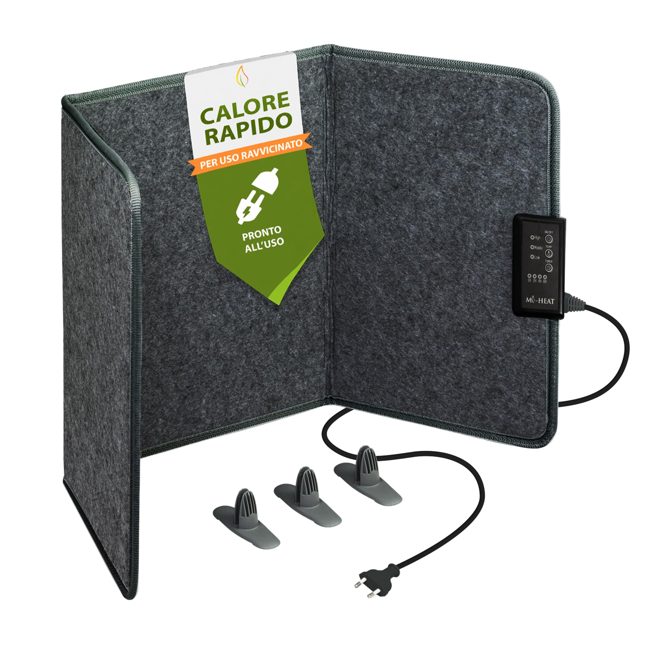 Mi-Heat Pannello Infrarossi Riscaldamento Pieghevole (260W) – Stufa Infrarossi per Home Office e Smart Working – Scaldagambe Elettrico Sotto Scrivania con Timer e 3 Livelli, Grigio