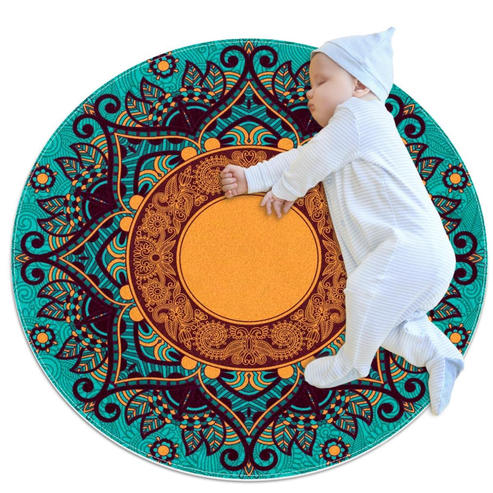 Tapis de salle de bain antidérapant mandala rond contre les glissades
