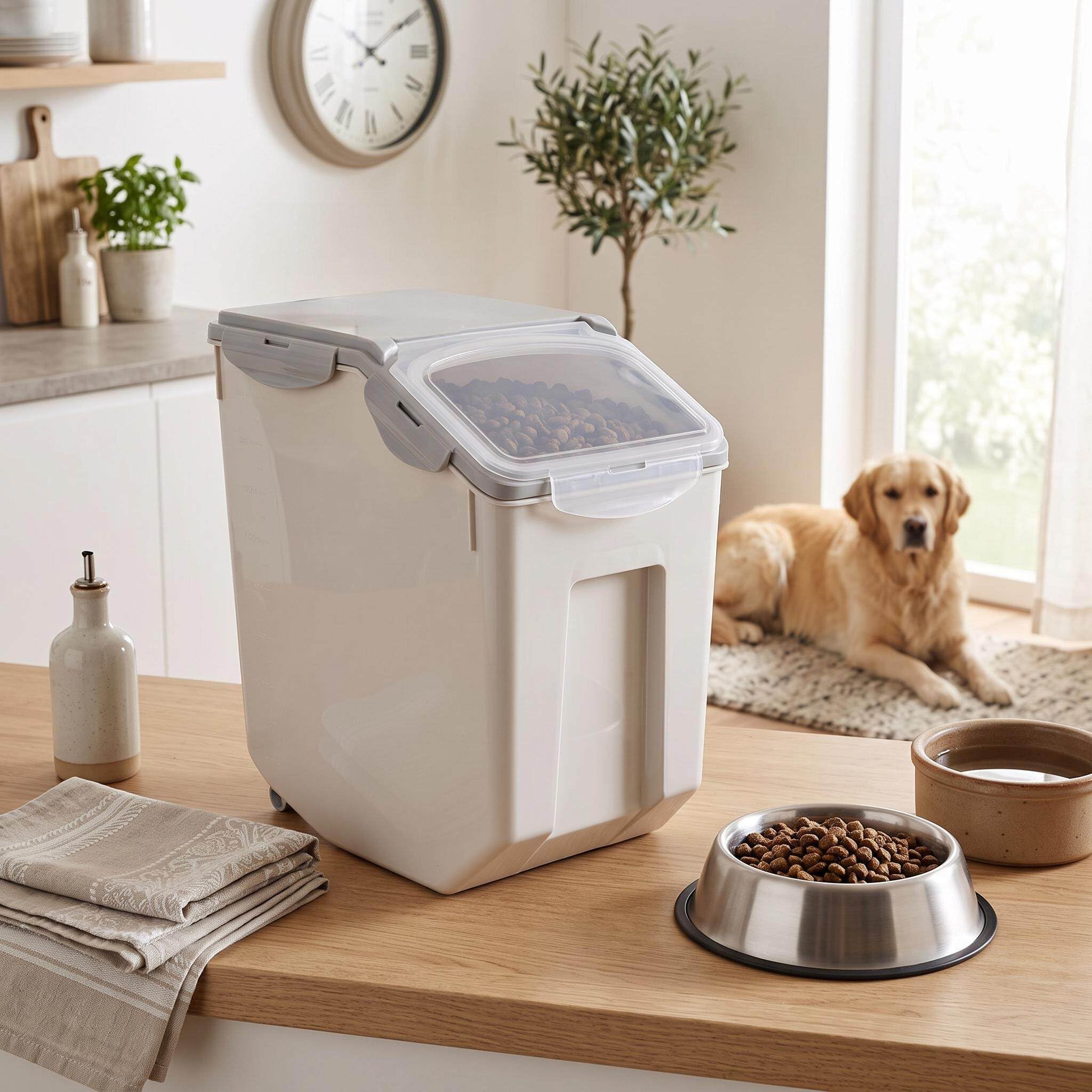 Contenitore per Alimenti da 15 kg, Contenitore di Stoccaggio con Doppia Sigillatura, Tenuta Antiumidità, Realizzato in Materiale ABS, Ideale per Cereali, Farina, Zucchero e Altri Prodotti Alimentari