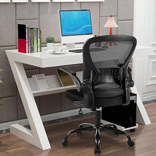 Miniatura 2 de Youhauchair Silla de oficina de malla, silla ergonómica para computadora con brazos abatibles y soporte lumbar, sillas de escritorio de oficina en