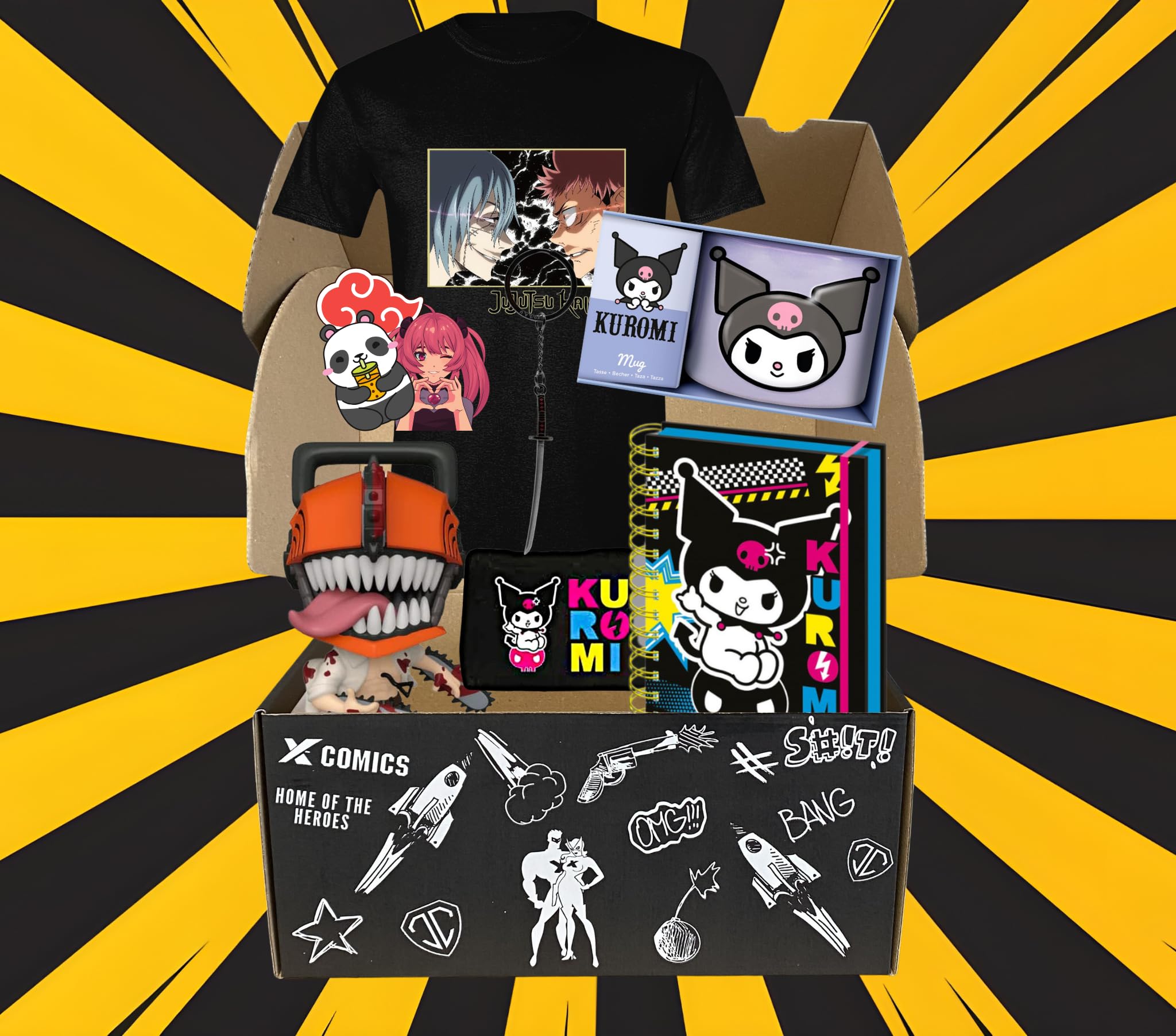 Scatola anime & manga con maglietta – Scatola a sorpresa con personaggi, accessori e articoli per fan – Regalo per fan degli anime – Articolo con licenza originale