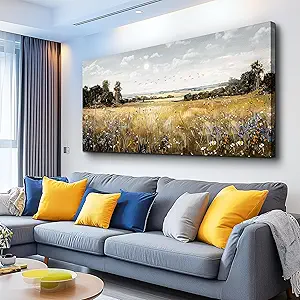 KELIYUAN Canvas Wall Art For Living Room Farmhouse Wall Decor For Bedroom Office Decorations Field Scenery Painting Countryside Wall Pictures Artwork Modern Ready To Hang Home Decor 20"X40"