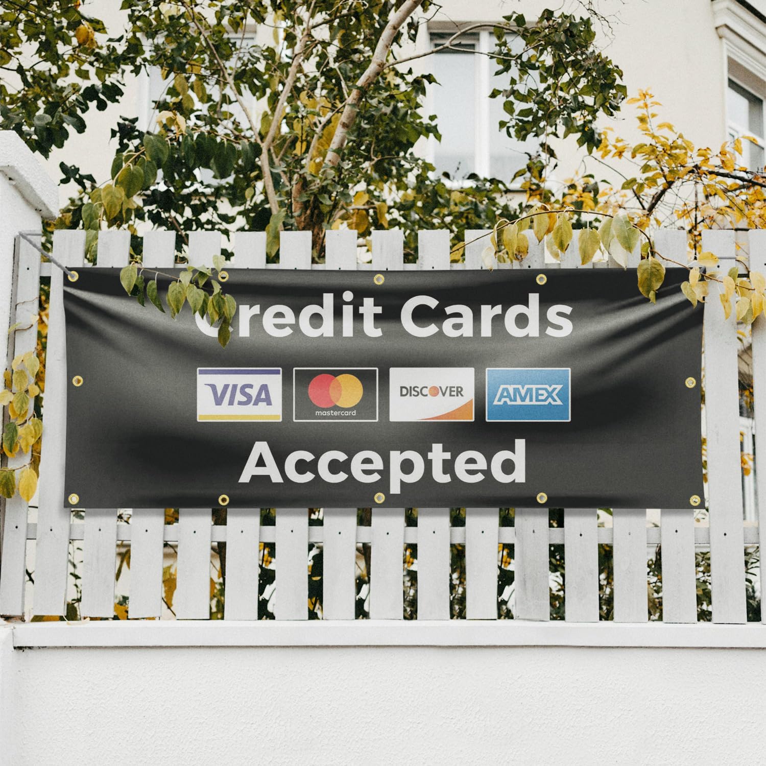 Credit Cards Accepted Banner Sign 48 Inch x 96 Inch | 13 oz Vinyl with Metal Grommets | Heavy-Duty Single-Sided Outdoor Durable Printed High-Quality Weatherproof | Made in the USA