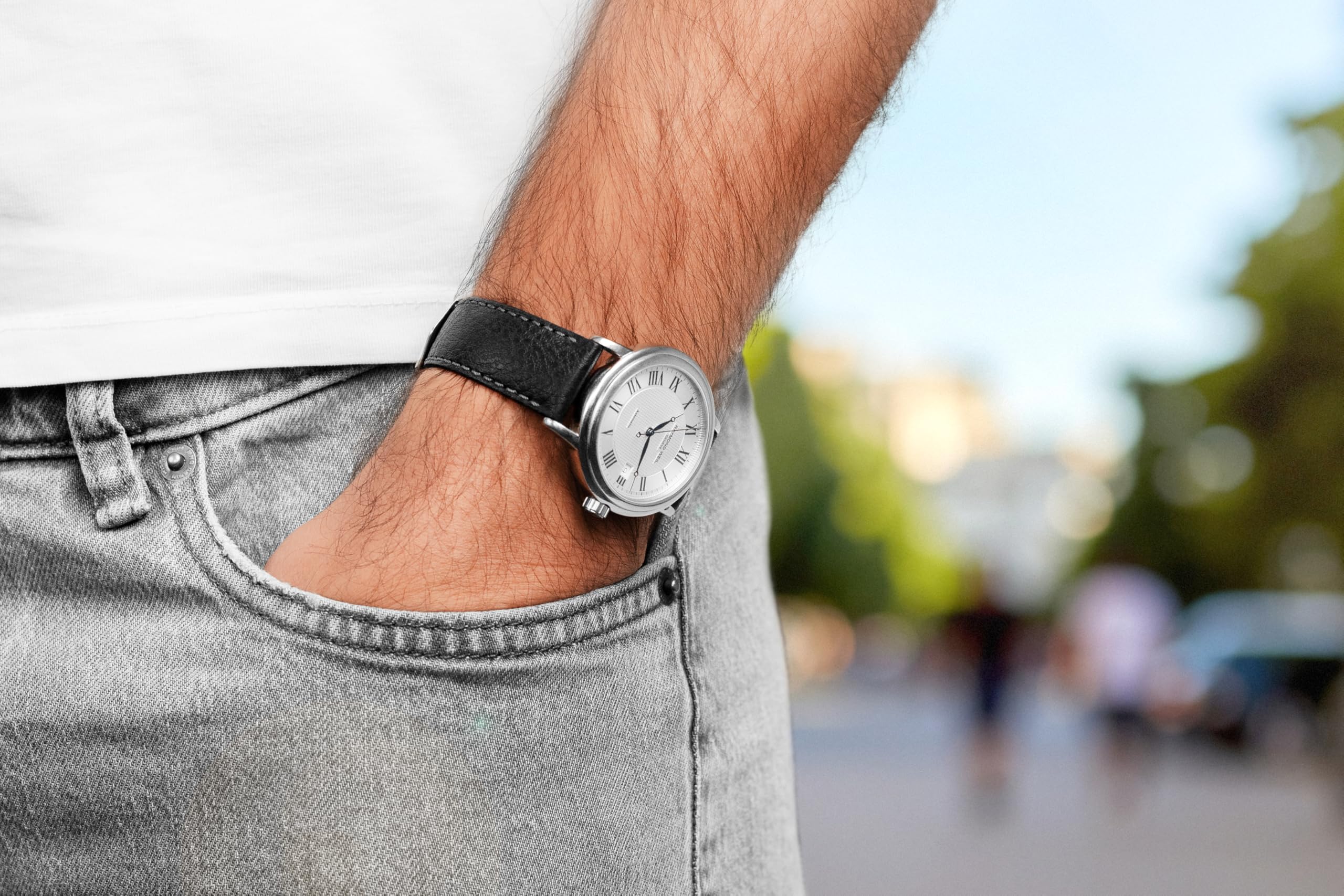HIRSCH Uhren-Armband Forest - Uhrband aus naturbelassenem Büffelleder - Uhrenband mit natürlicher Färbung