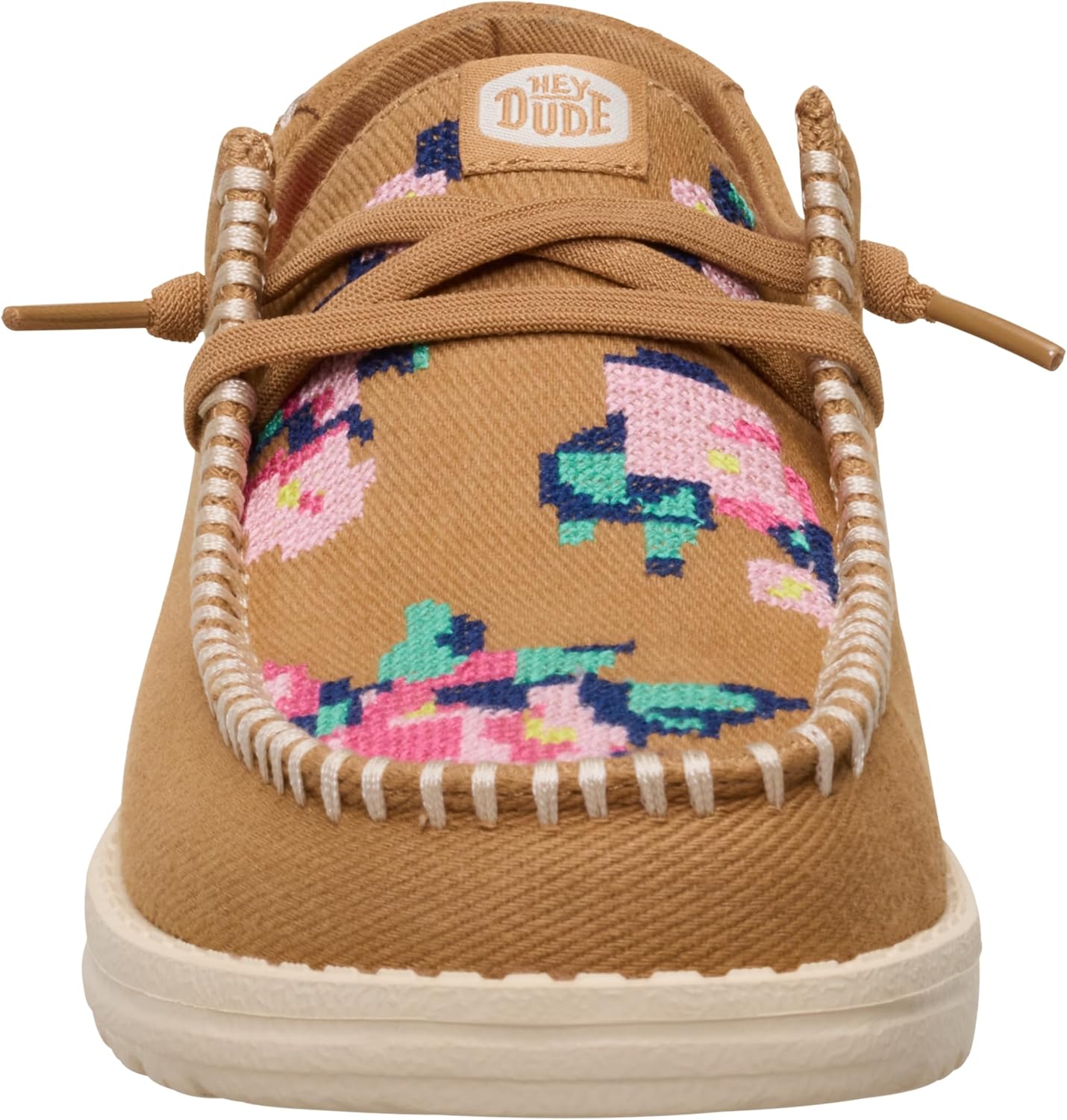 HEYDUDE Women’s Wendy Cross Stitch Slip-On Loafers | Casual Lightweight Embroidered Shoes | Comfortable Everyday Wear
