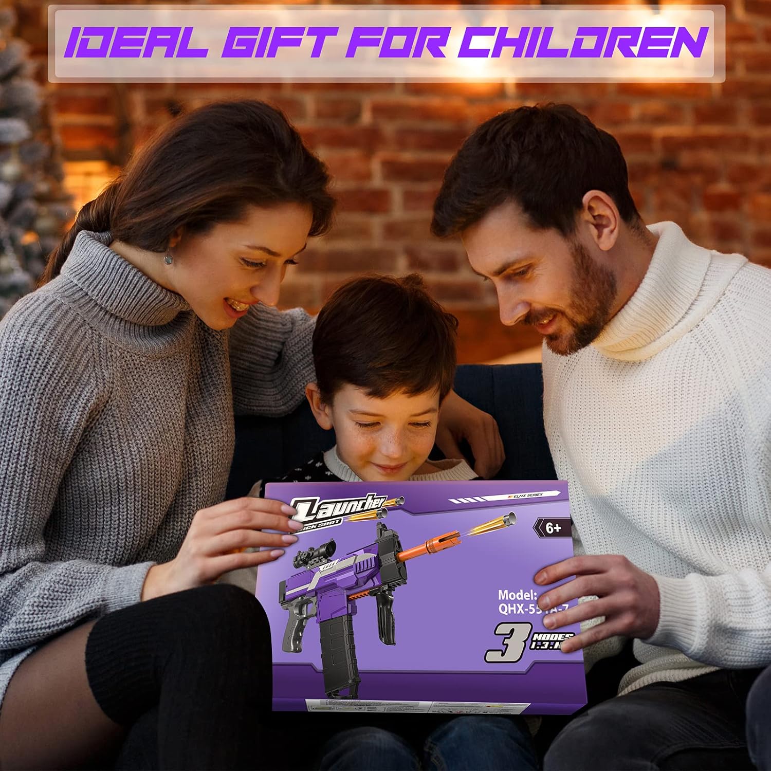 Automatic Toy Gun for Nerf Guns Bullets - Toys for 5-10 Year Old Boys Christmas Birthday Gifts, DIY Rechargeable Toy Foam Blasters & Guns with Prismatic Scope, 100 PCS Darts, Purple : Toys & Games